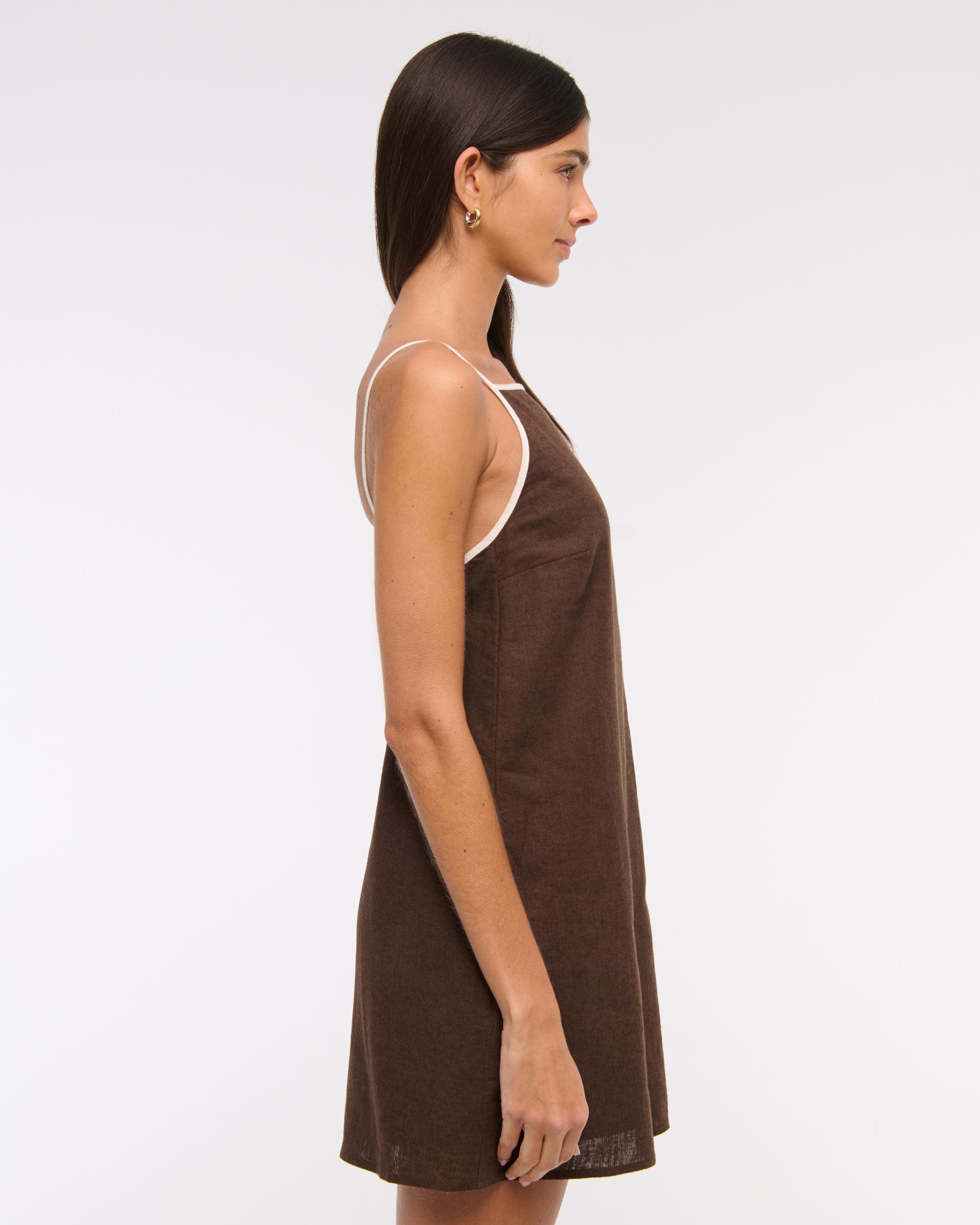 Linen-Blend Apron Mini Dress Product Image