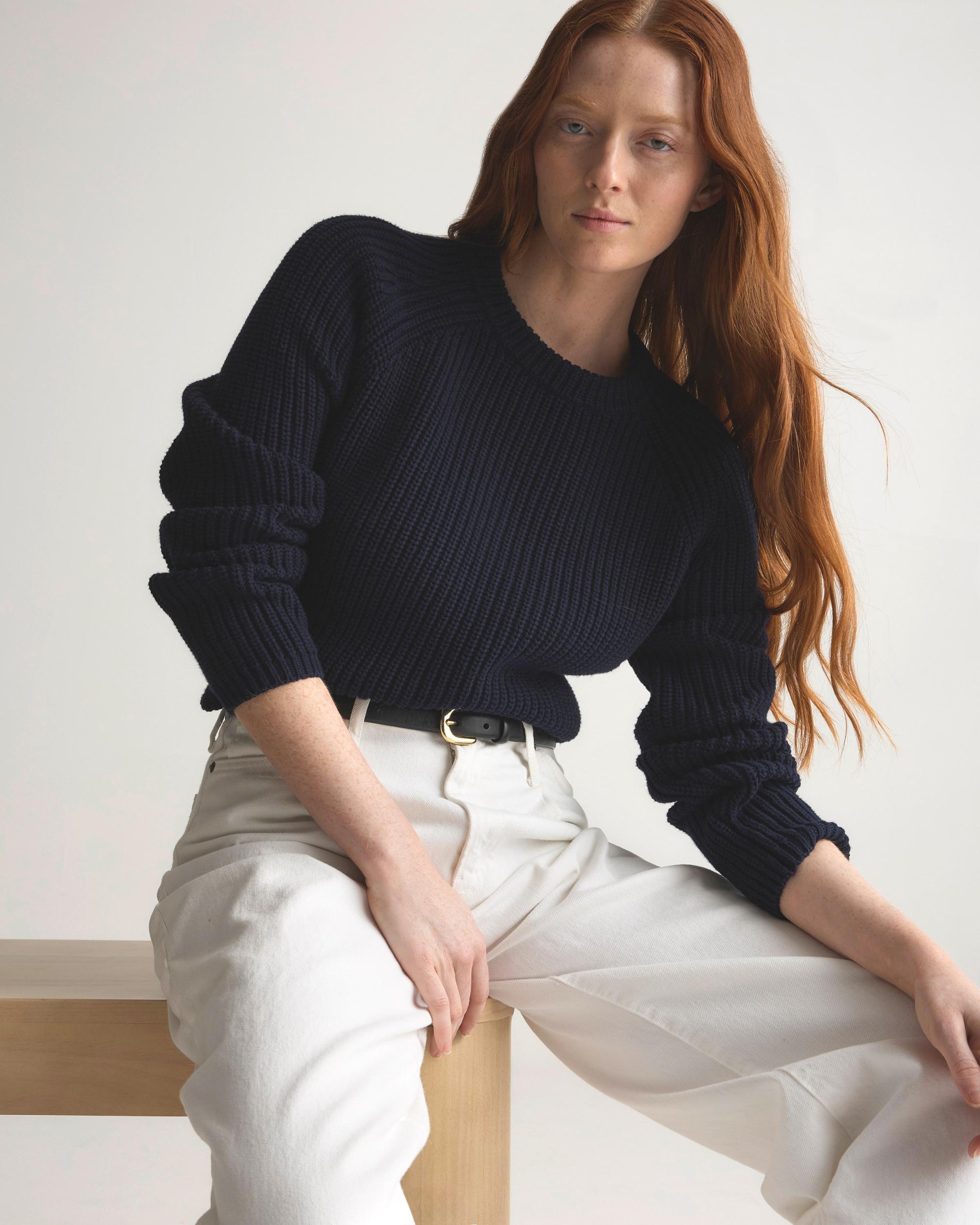 Quince | Women's Fisherman Crew Sweater Size XS, Organic Cotton Product Image