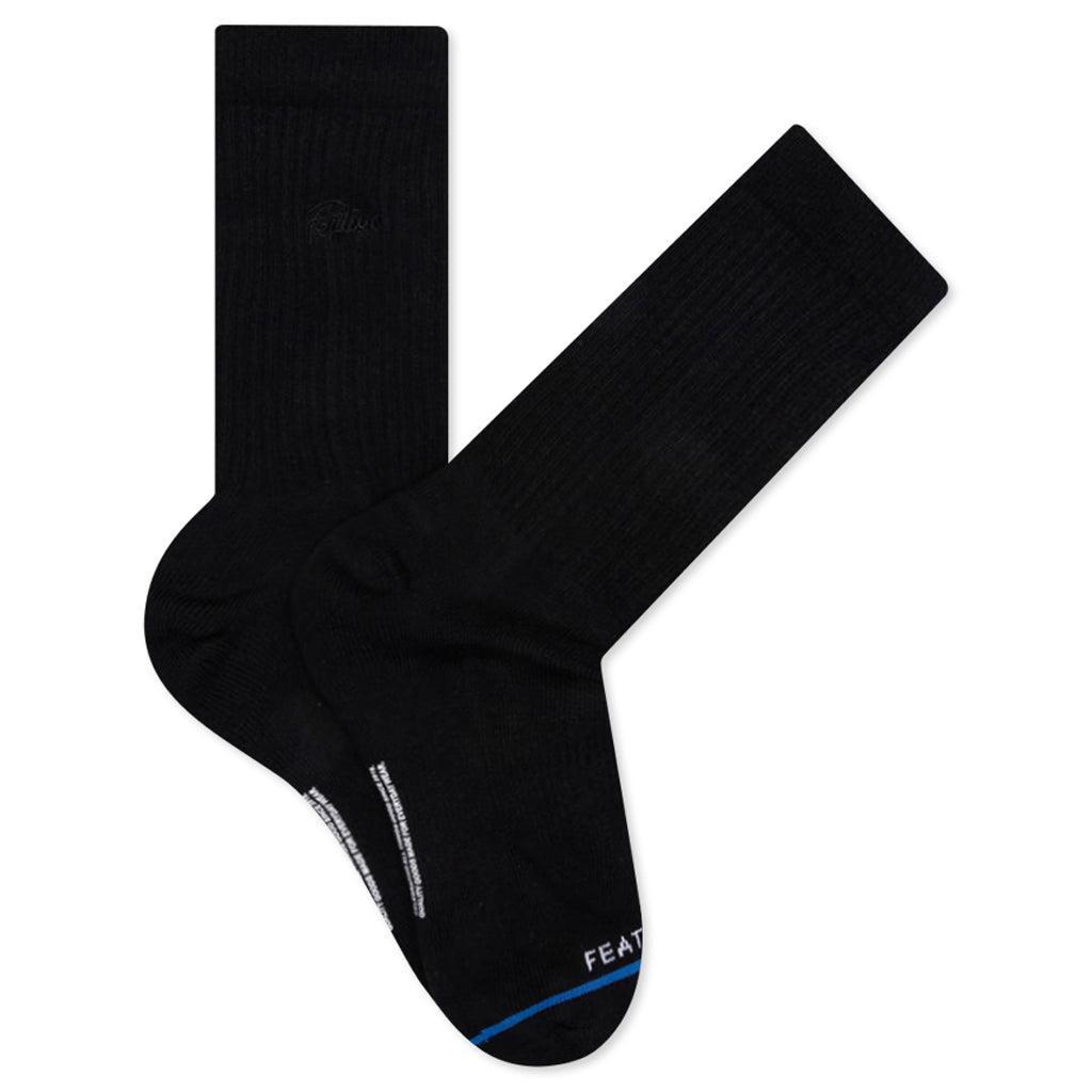Tonal Script Crew Sock - Black Product Image