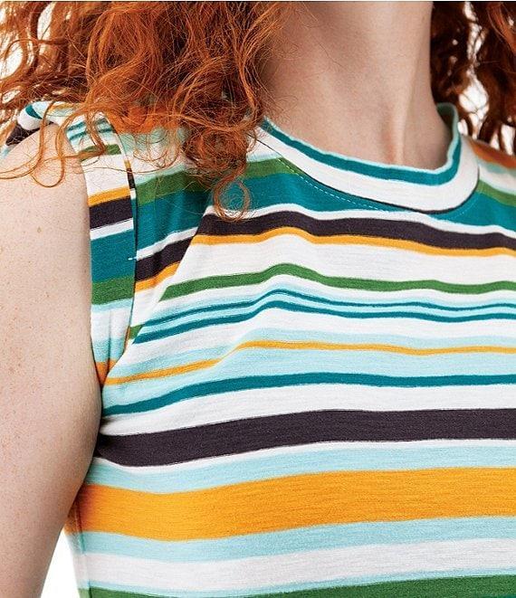 Aventura Summerville Stripe Organic Cotton Yarn-Dye Knit Crew Neck Rolled Trim Sleeves Sheath Midi Dress Product Image