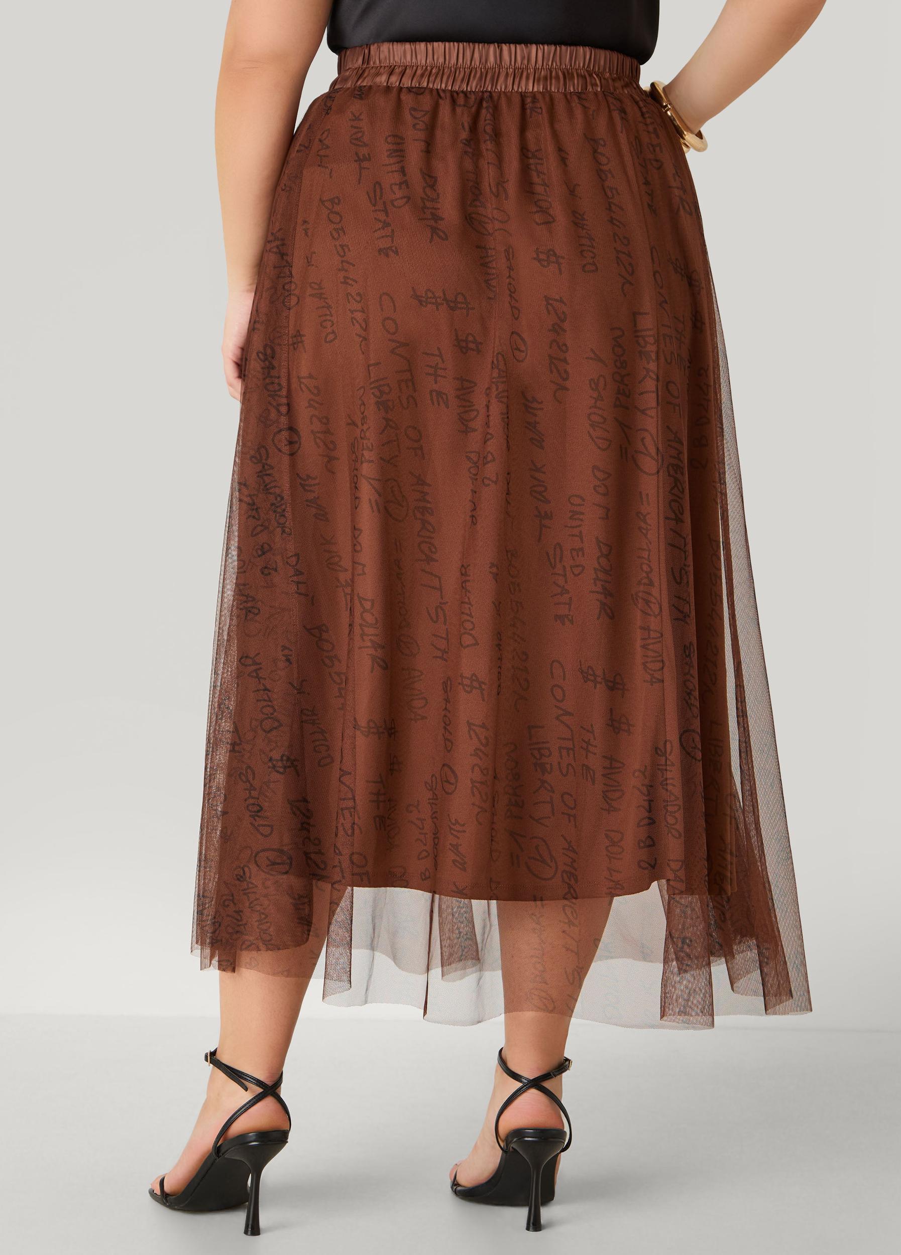 Printed Mesh Maxi Skirt Product Image