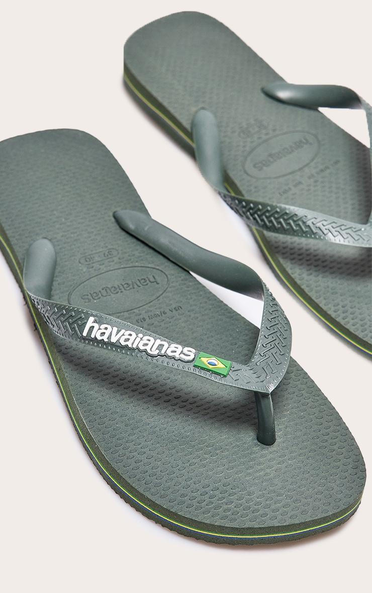 Green Havaianas Brasil Logo Top Classic Flip Flops Product Image