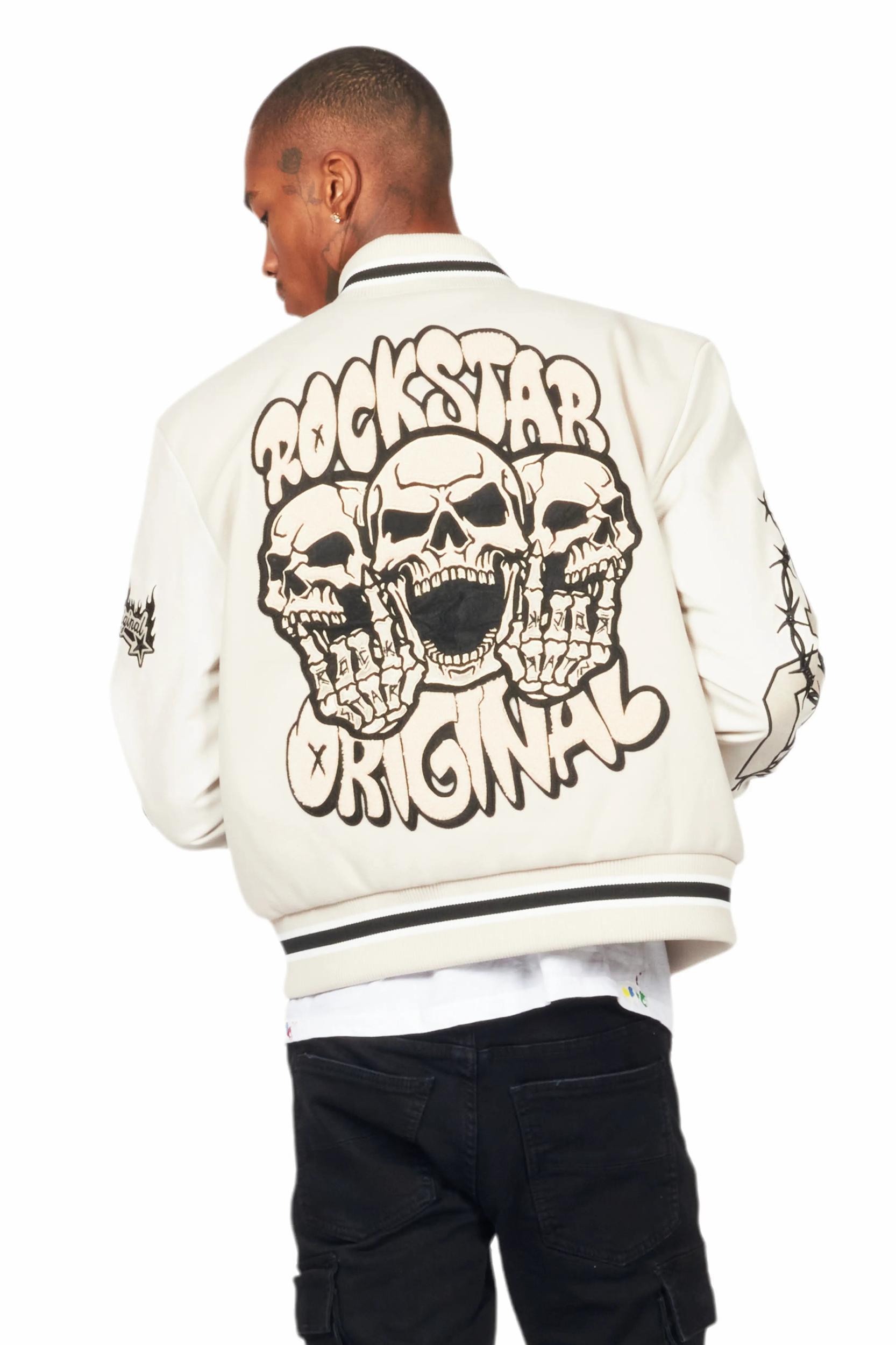 Rune Beige Varsity Jacket Male Product Image