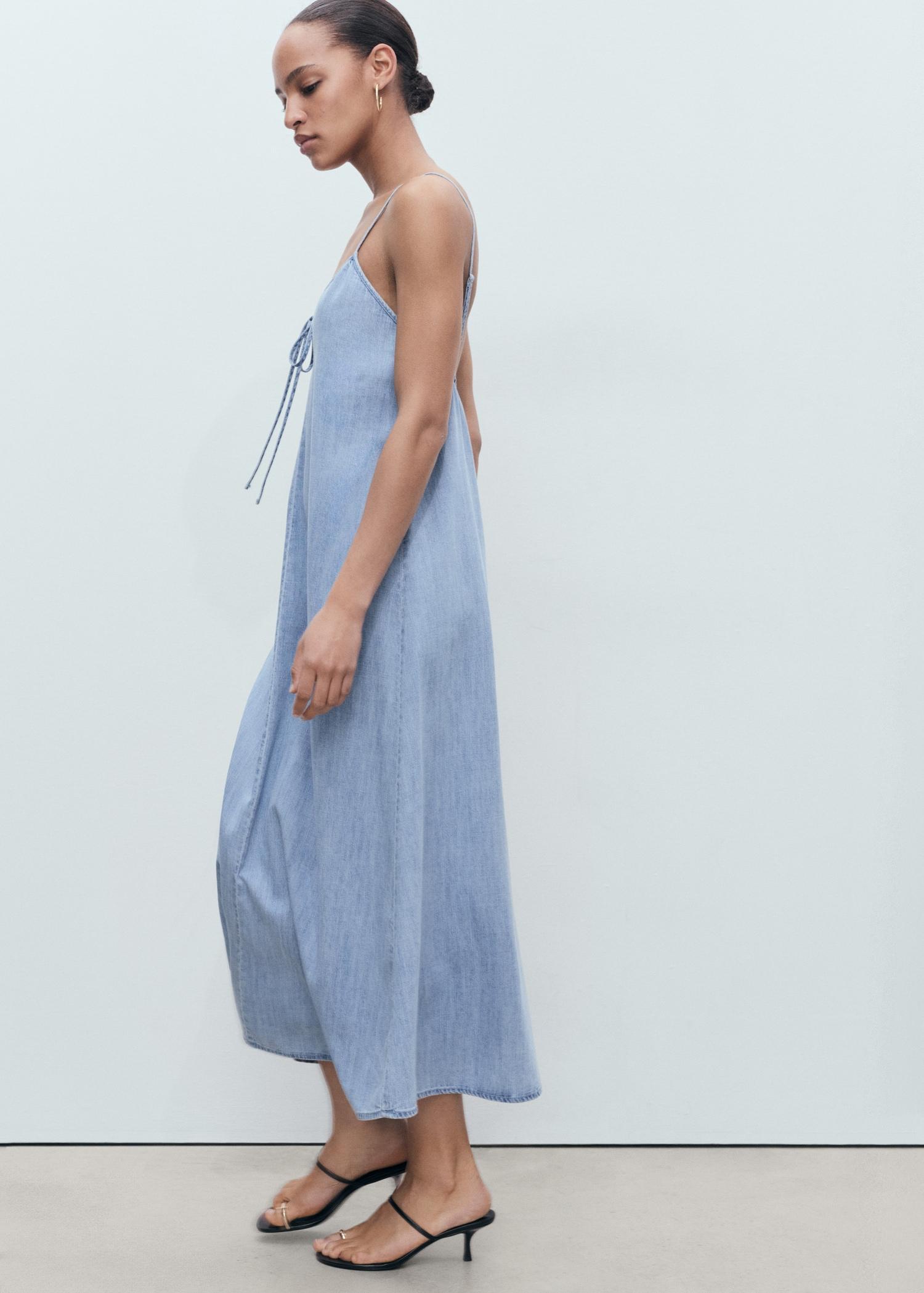Strappy denim dress - Women | MANGO USA Product Image