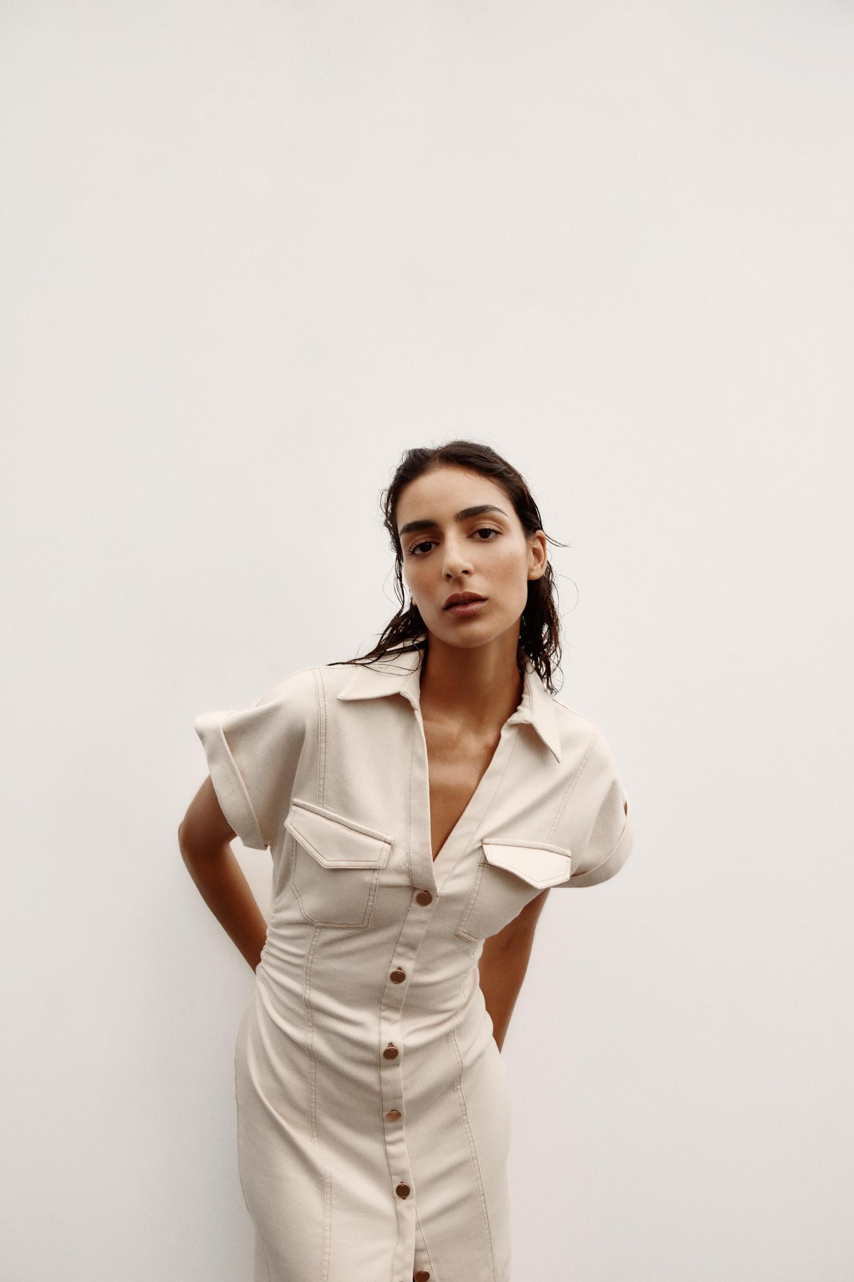 RUCHED WAIST MIDI DRESS Product Image