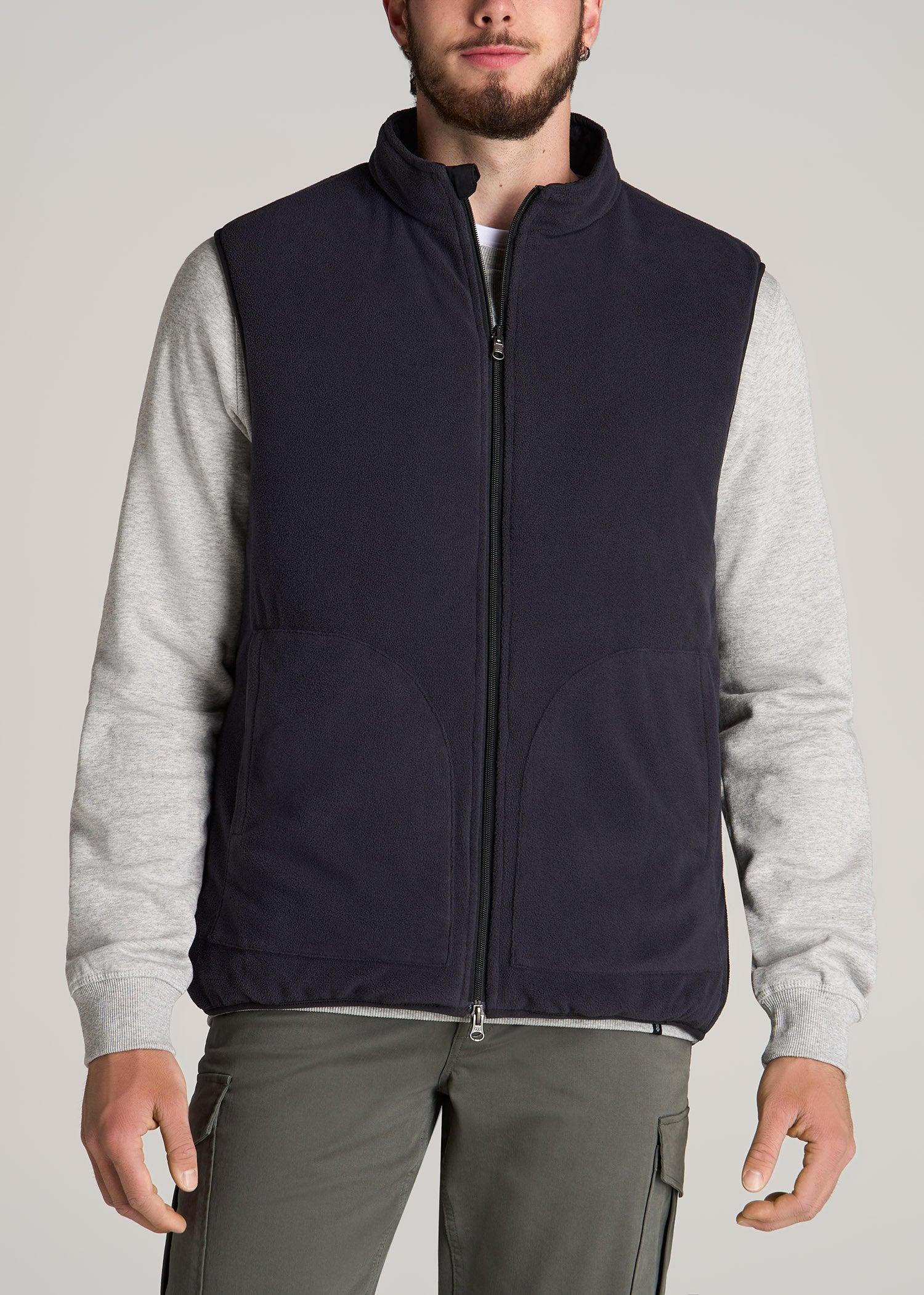 Quilted Reversible Tall Men's Vest in Black & Charcoal Product Image