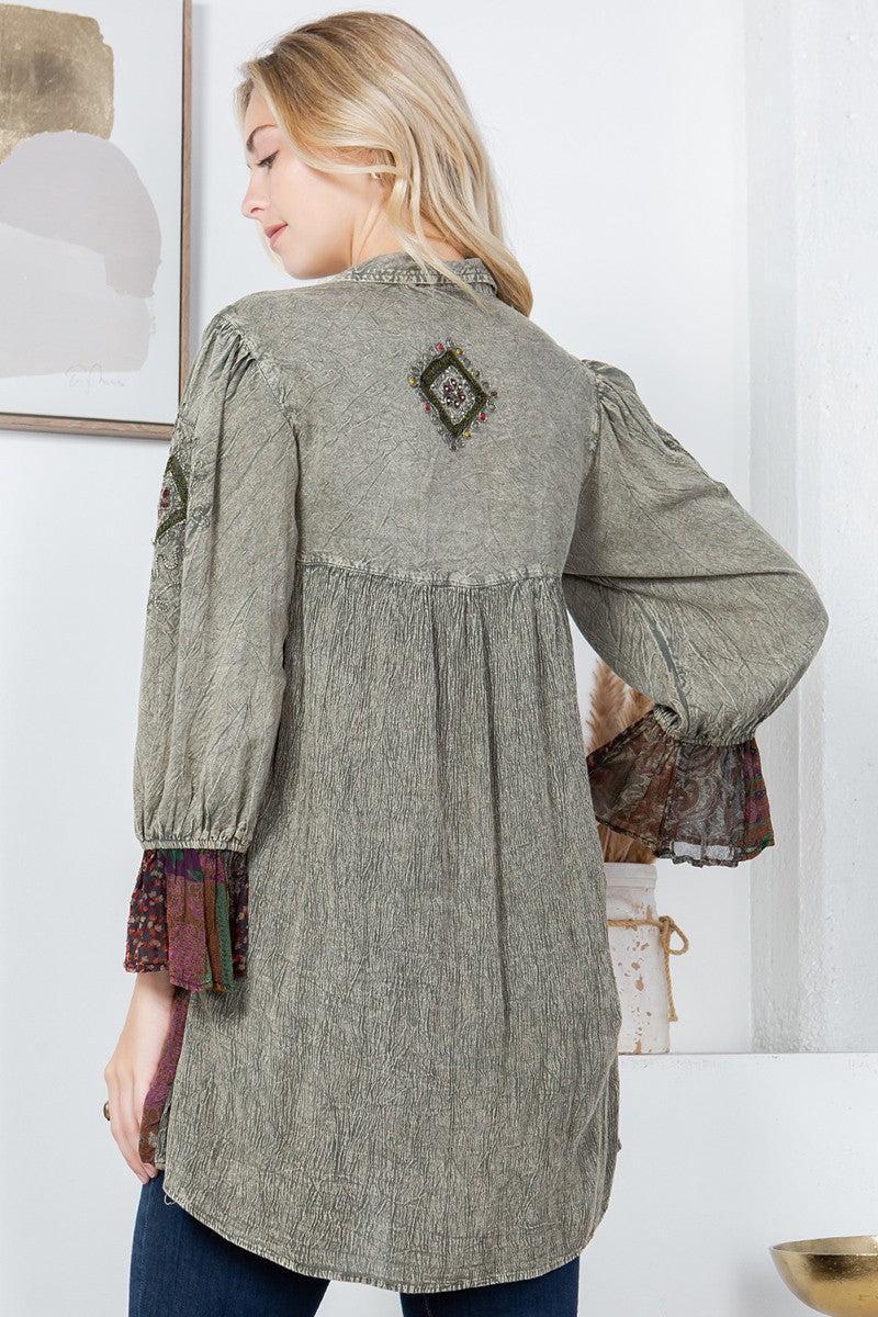 Puffed Sleeves Button-Down Top Product Image