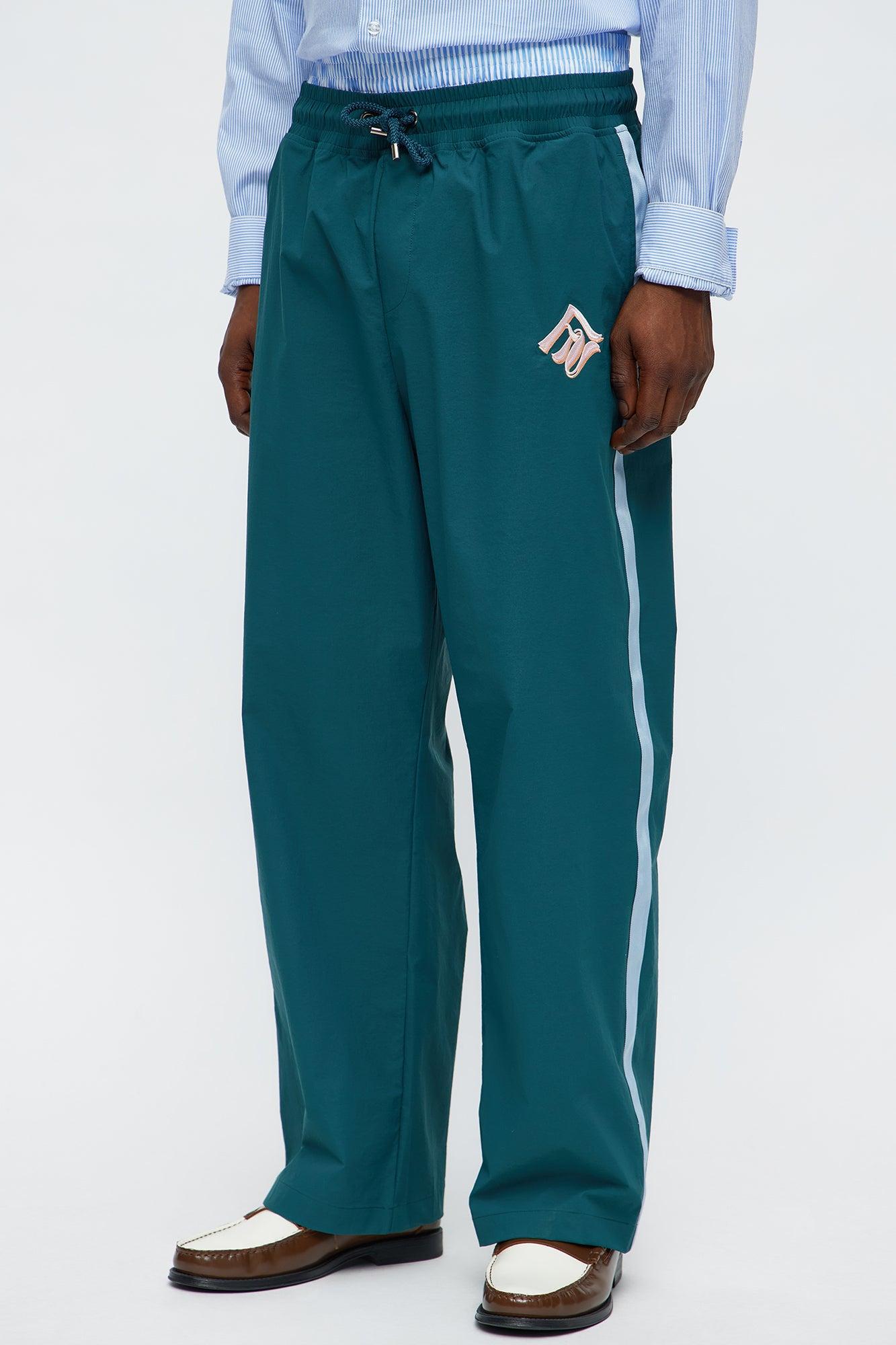 Baggy Chateau Double Waistband Nylon Pants - Teal/combo Male Product Image
