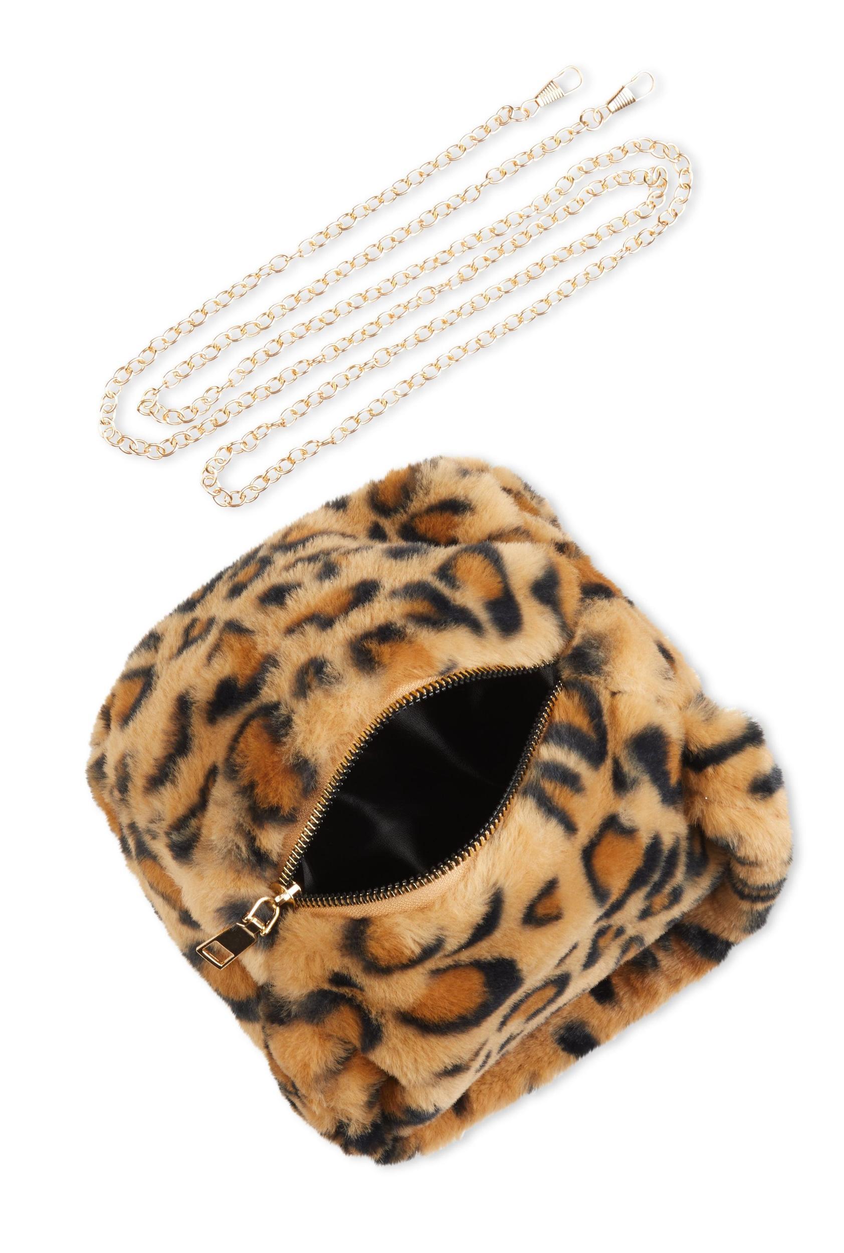 Animal Print Faux Fur Convertible Handbag Female Product Image