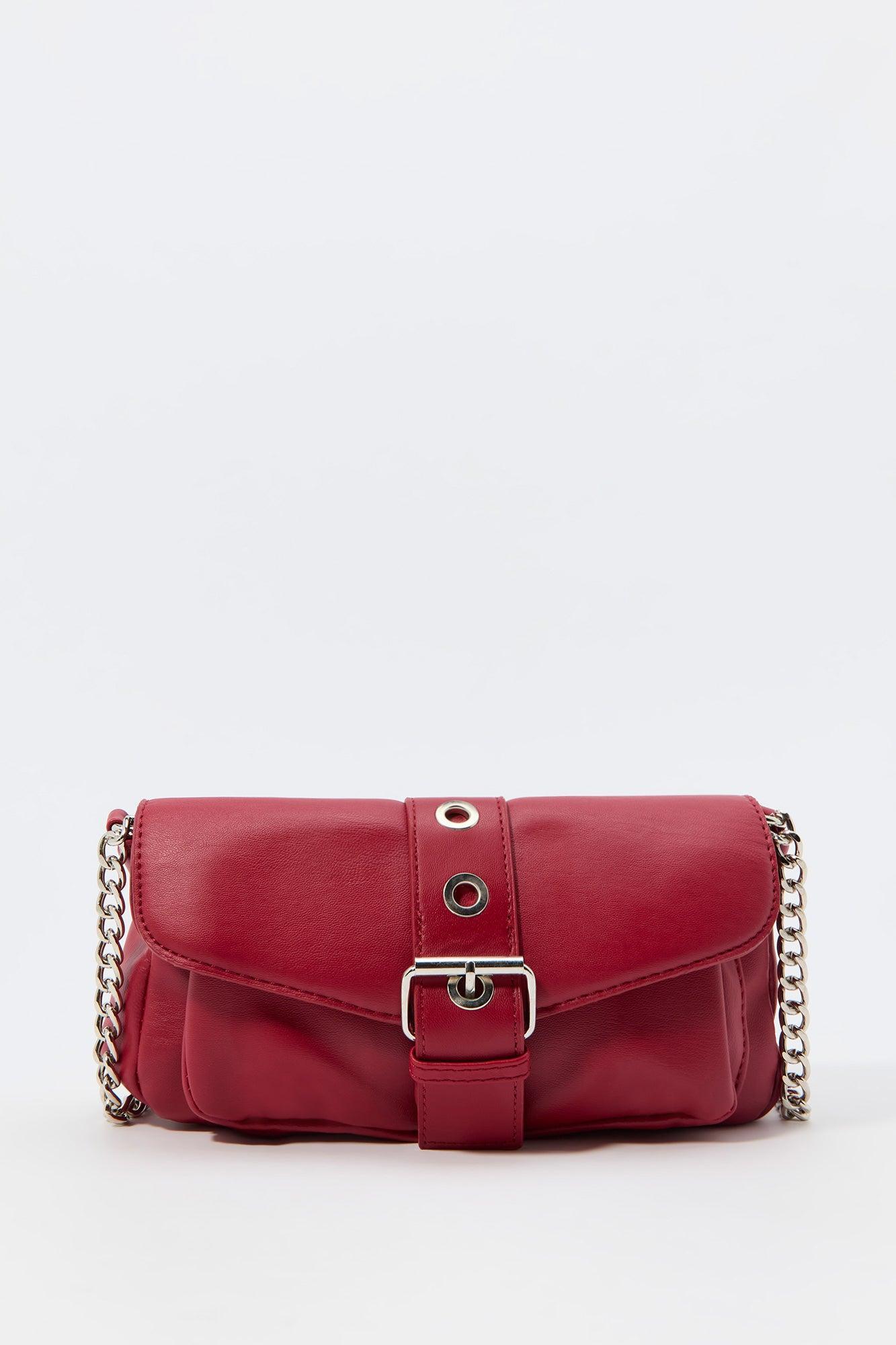 Convertible Strap Buckled Faux Leather Purse Female Product Image