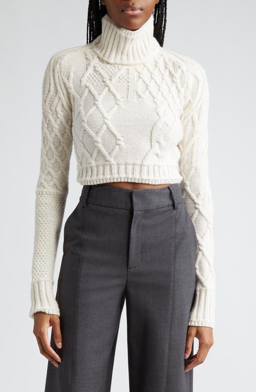 Monse Cropped Cable Sweater in Ivory Product Image