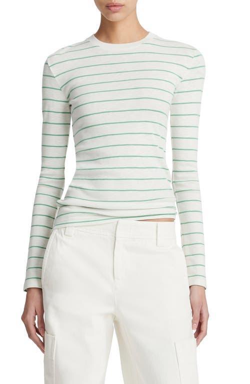 Womens Striped Cotton-Blend Crewneck Long-Sleeve T-Shirt Product Image