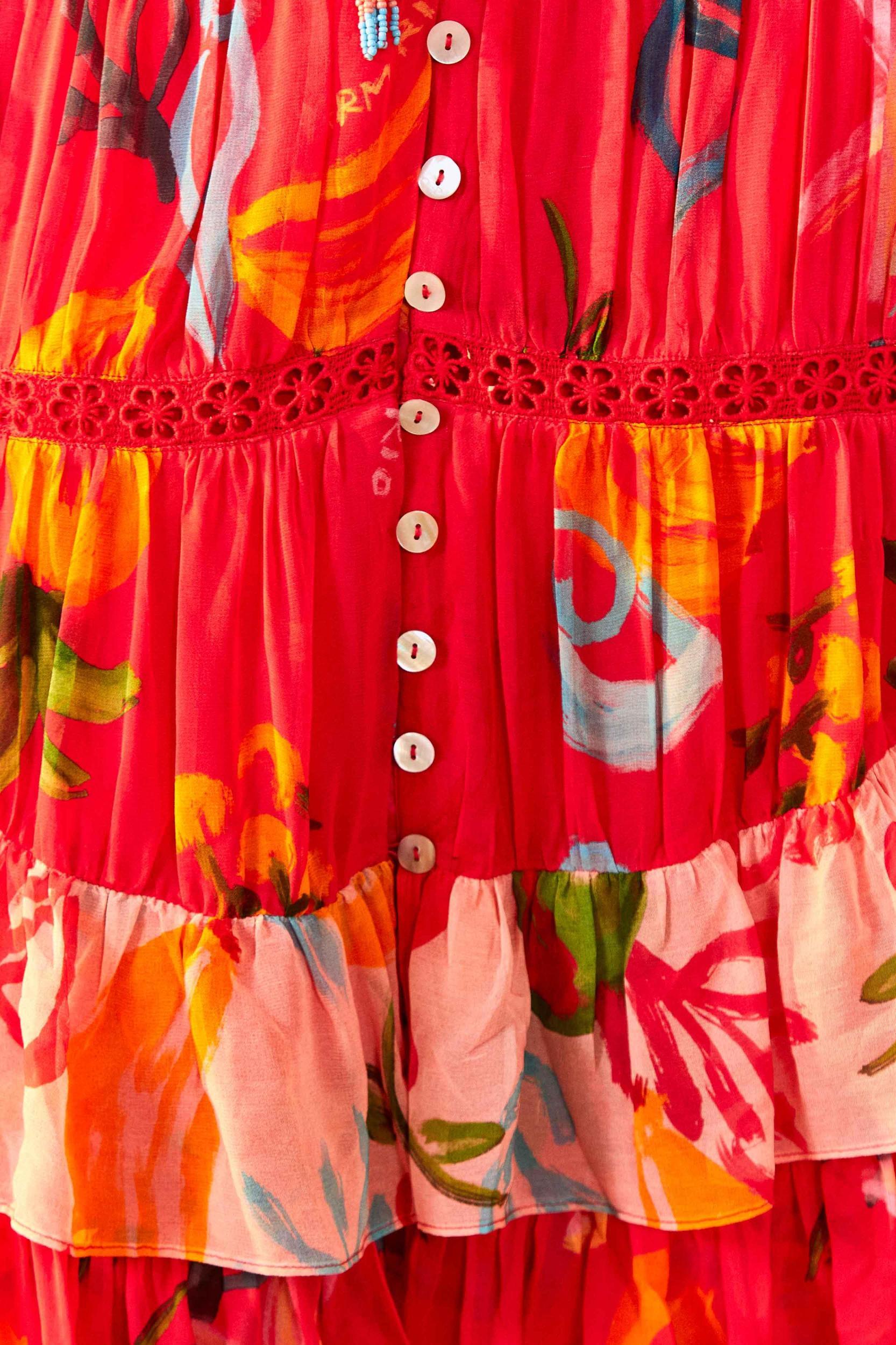 Red Mixed Fruits Ocean Maxi Dress Product Image