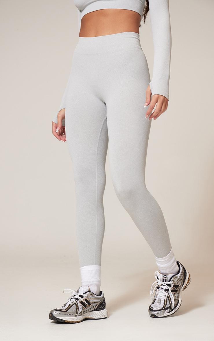 Grey Marl Seamless Gym Leggings Product Image