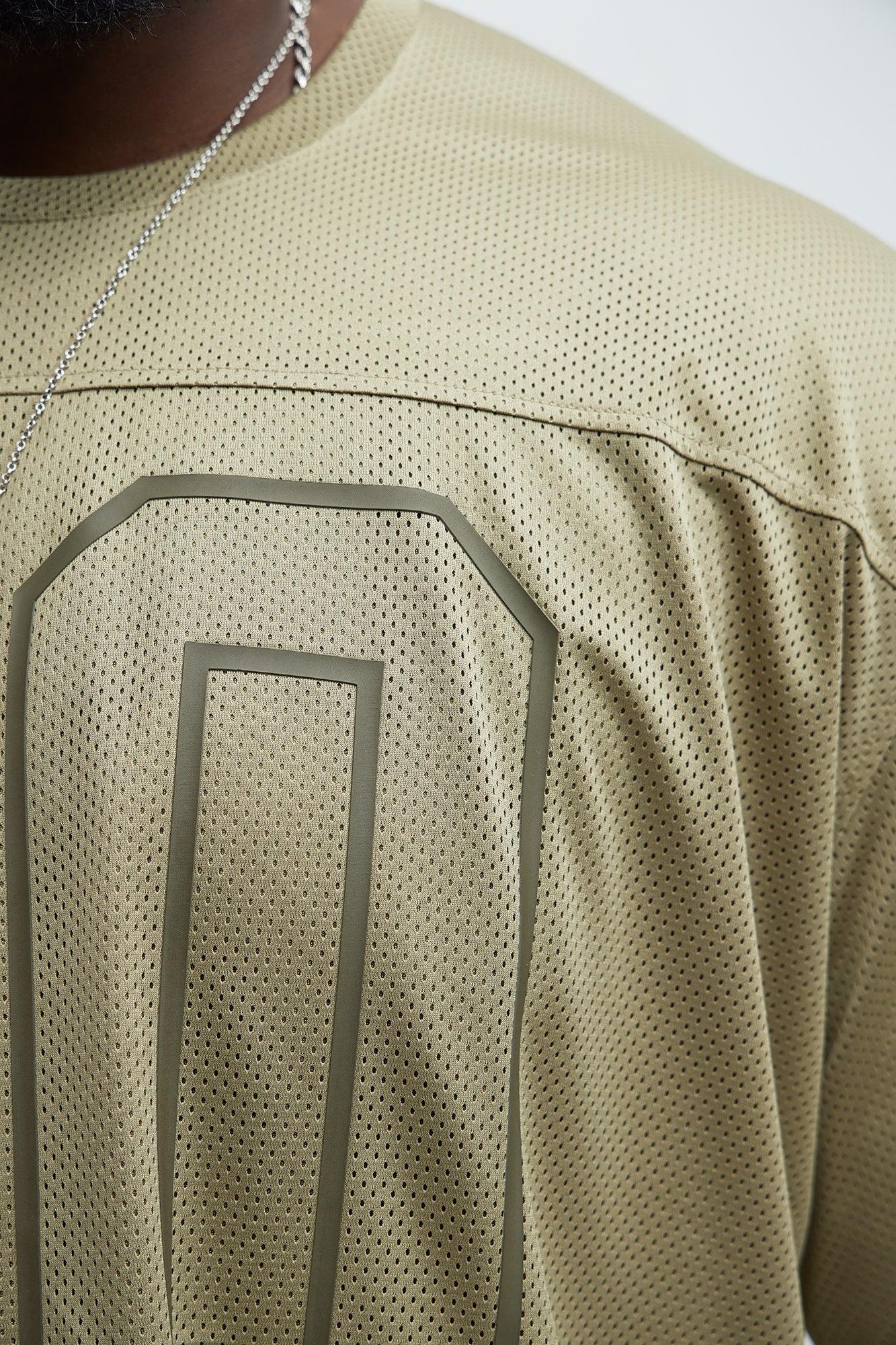 Mesh Boxy Football Short Sleeve Tee - Olive Product Image