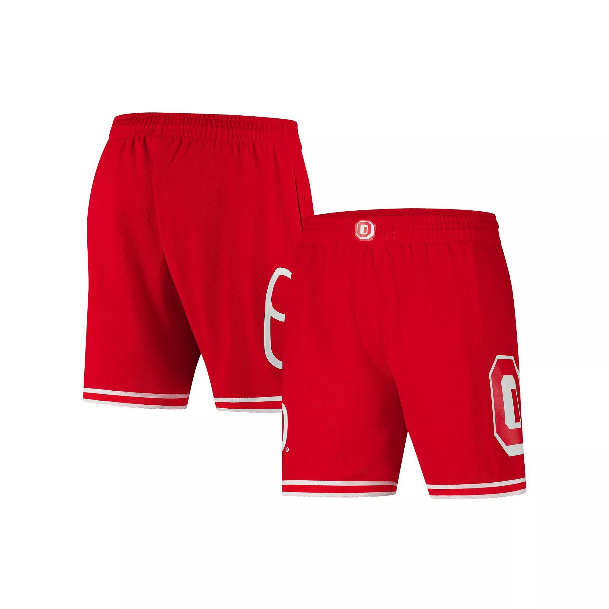 Men's Mitchell & Ness Scarlet Ohio State Buckeyes Team ID Current Logo Mesh Shorts, Size: 2XL, Red Product Image