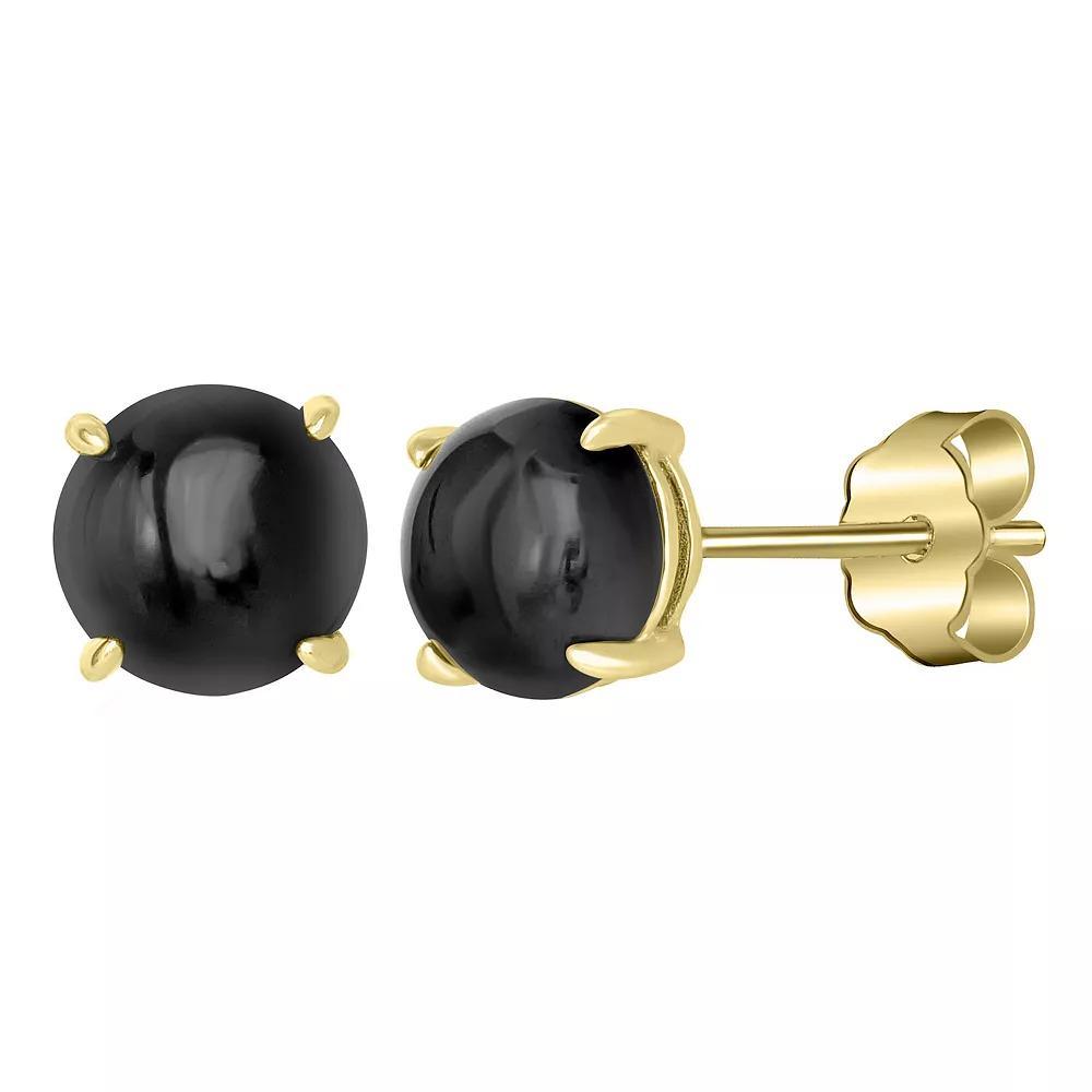 Gemistry 14k Gold Over Sterling Silver Stone Round Stud Earrings, Women's, Amazonite Product Image