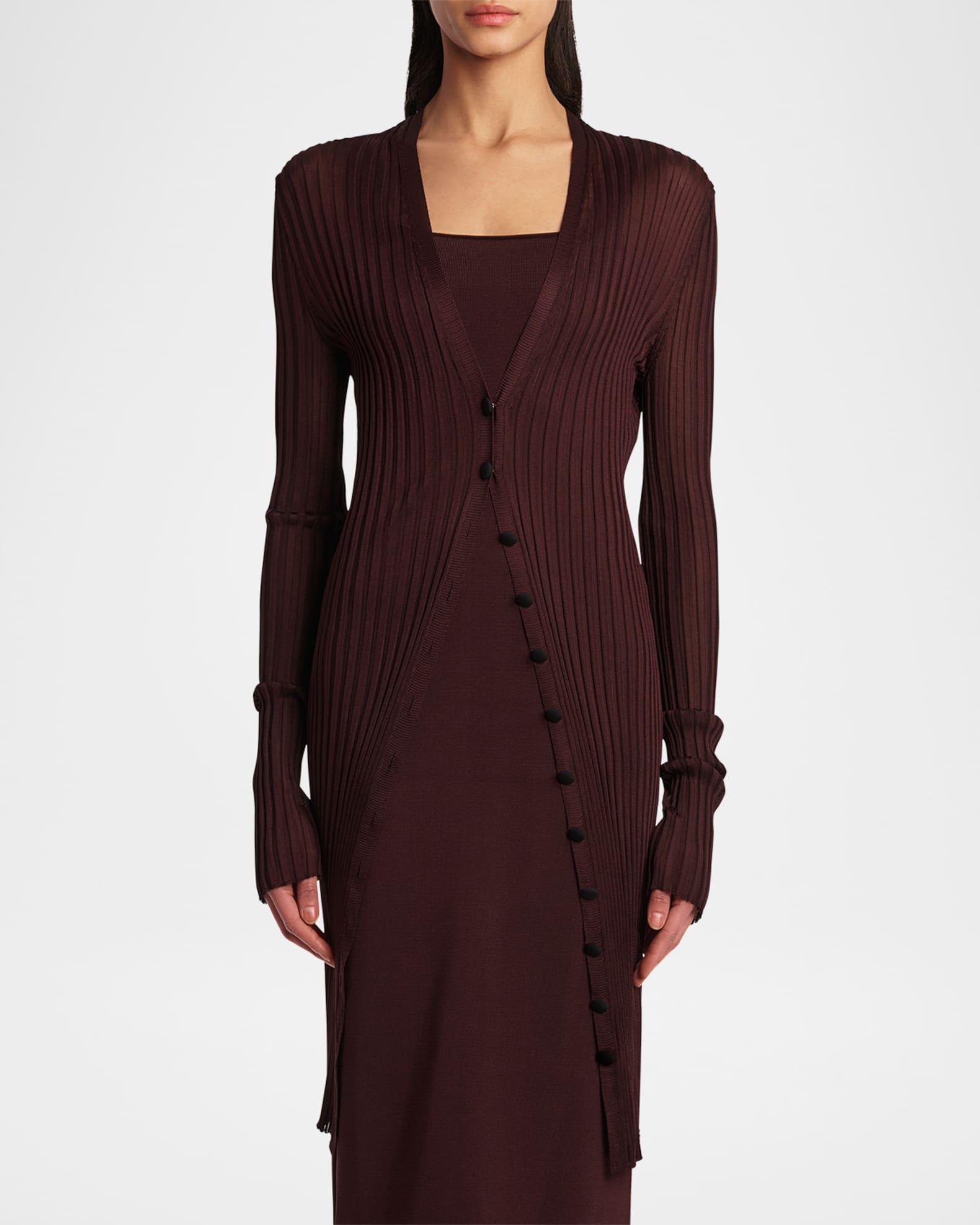 Ramon Wide Rib V-Neck Long Cardigan Product Image