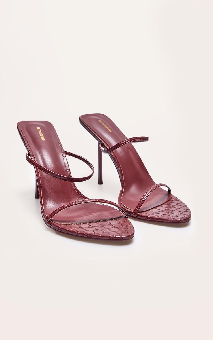 PLT Label Burgundy Croc Faux Leather Barely There Point Toe High Heels Product Image