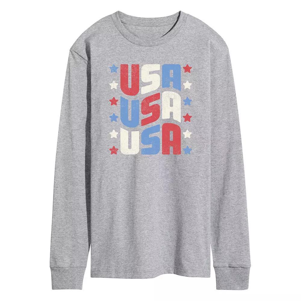 Mens USA Stacked Long Sleeve Graphic Tee Product Image