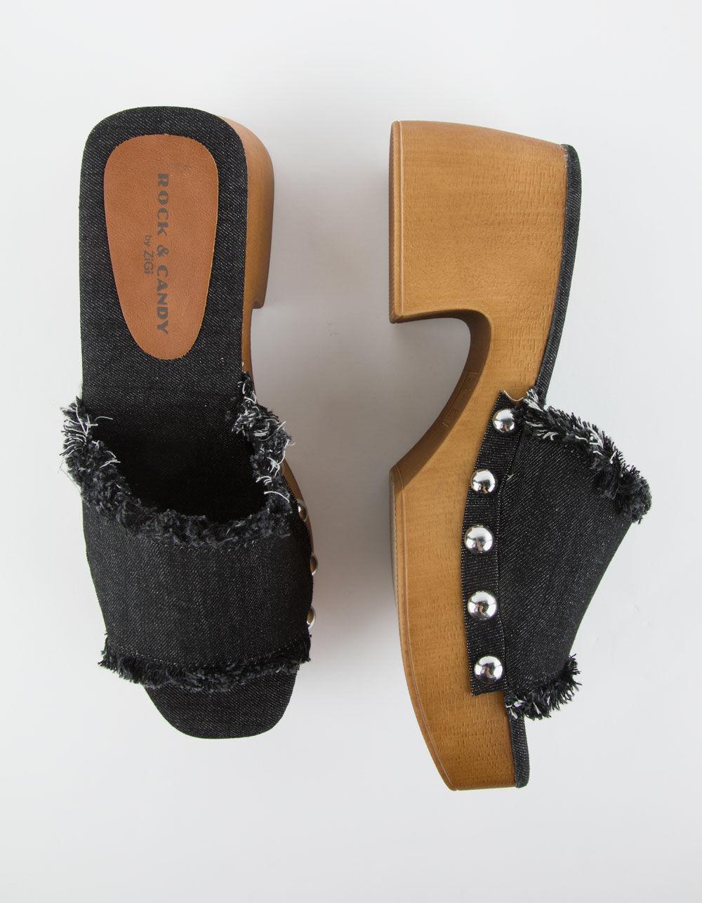 ROCK & CANDY Noelia Womens Platform Slide Sandals - BLACK DENIM Product Image