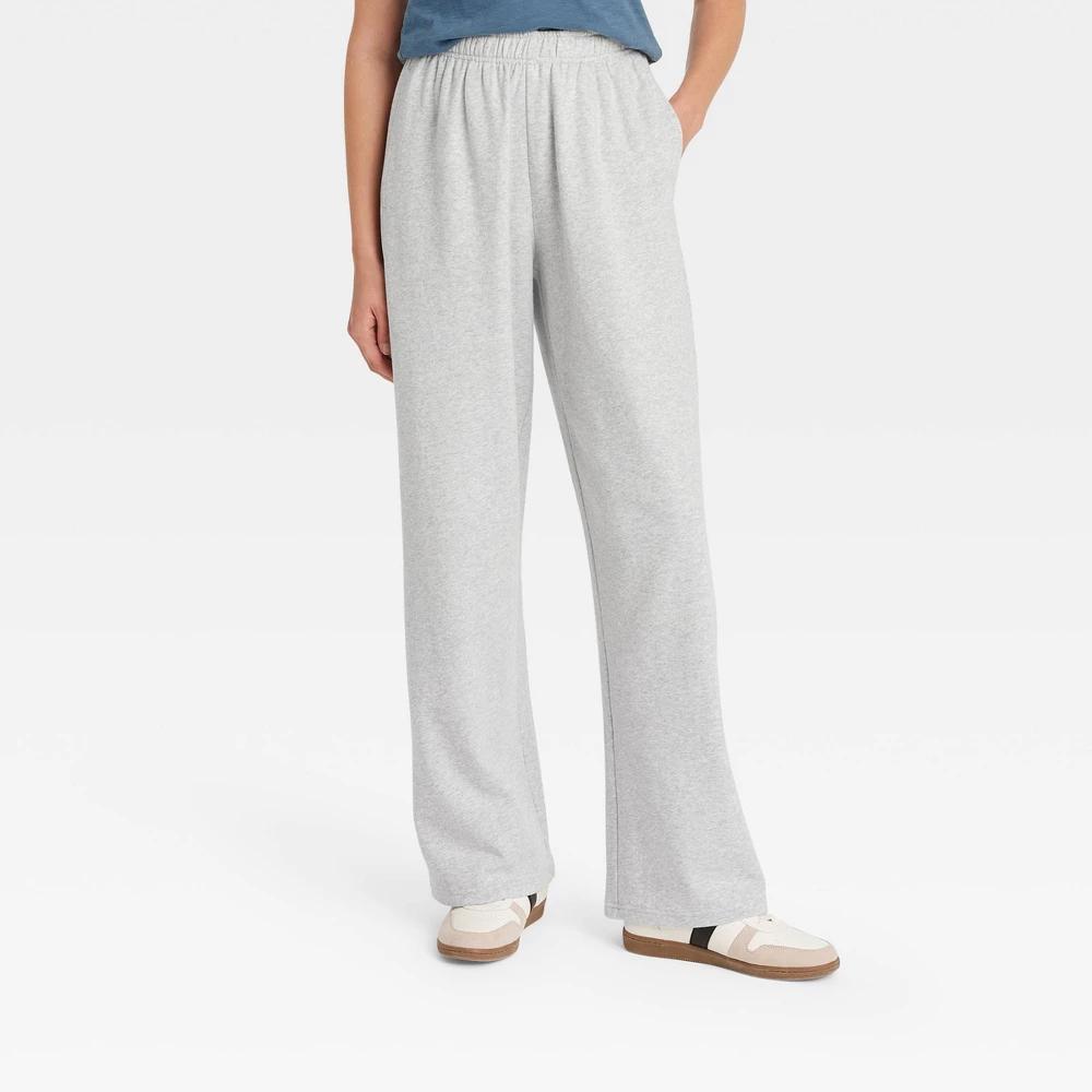 Women's High-Rise Wide Leg Sweatpants - Universal Thread™ Heather Gray XL Product Image