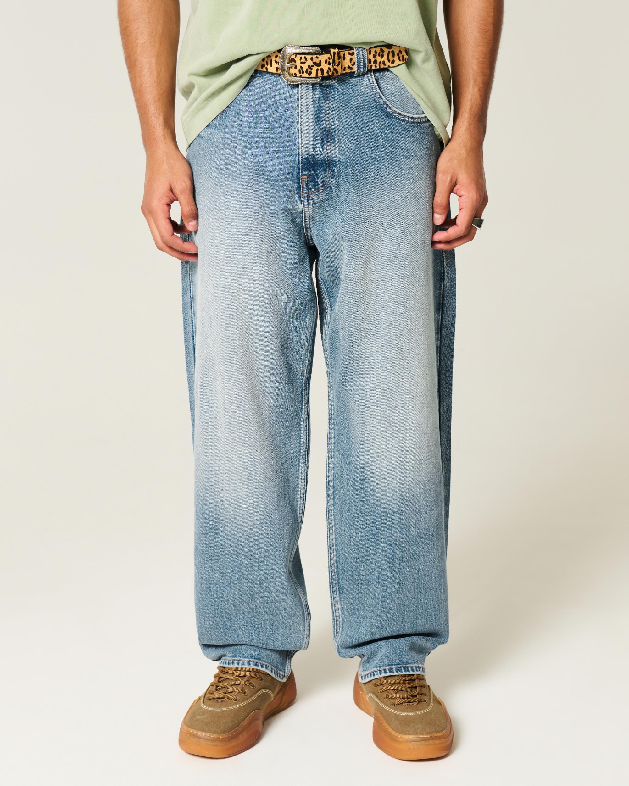Medium Wash Skater Baggy Jeans Product Image