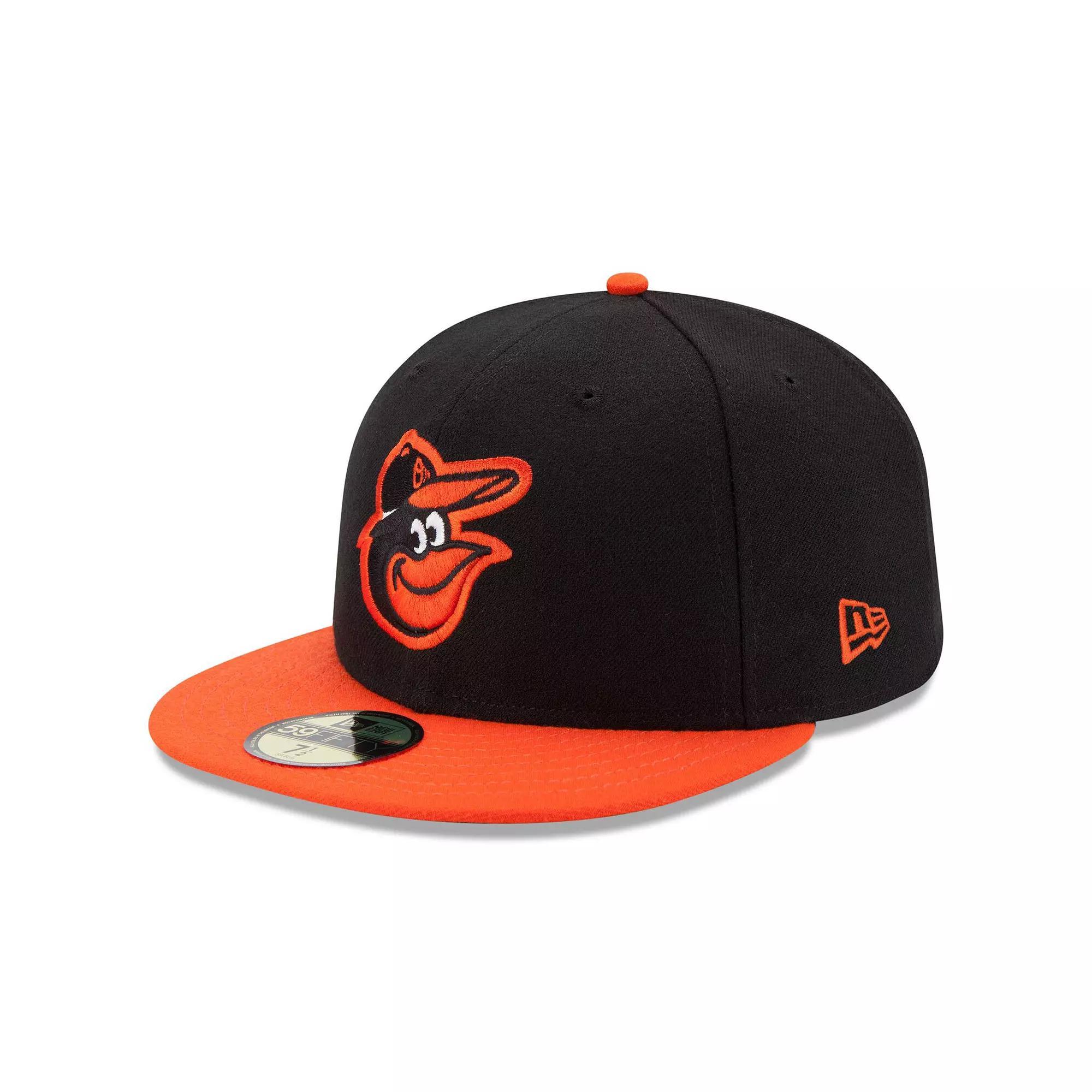 Men's New Era Black/Orange Baltimore Orioles Road Authentic Collection On-Field 59FIFTY Fitted Hat, Size: 8 Product Image