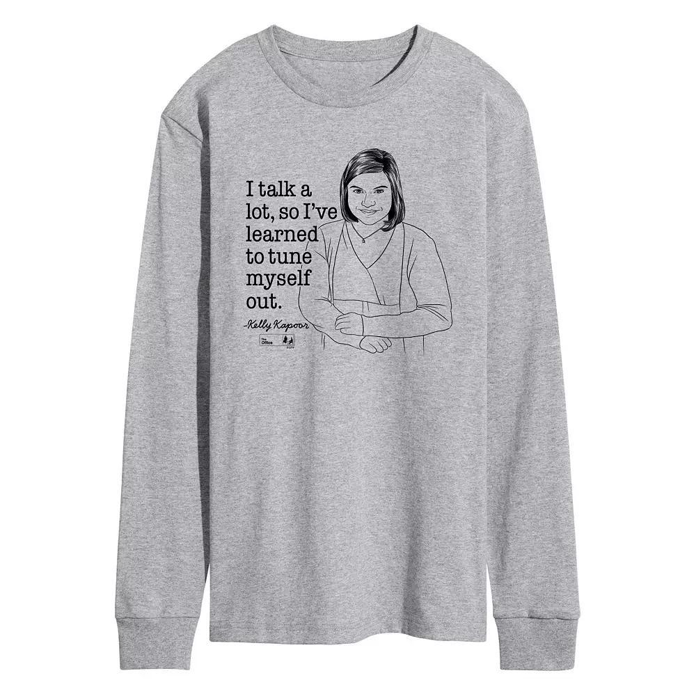 Mens The Office Kelly Tune Myself Out Long Sleeve Grey Gray Product Image
