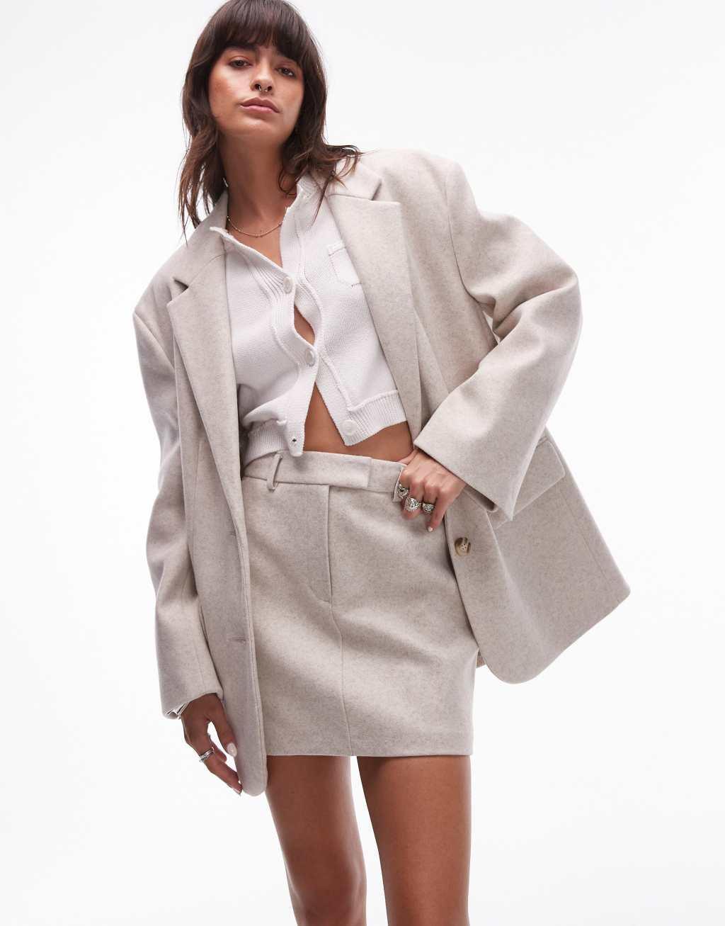 Topshop mini skirt in oatmeal - part of a set Product Image