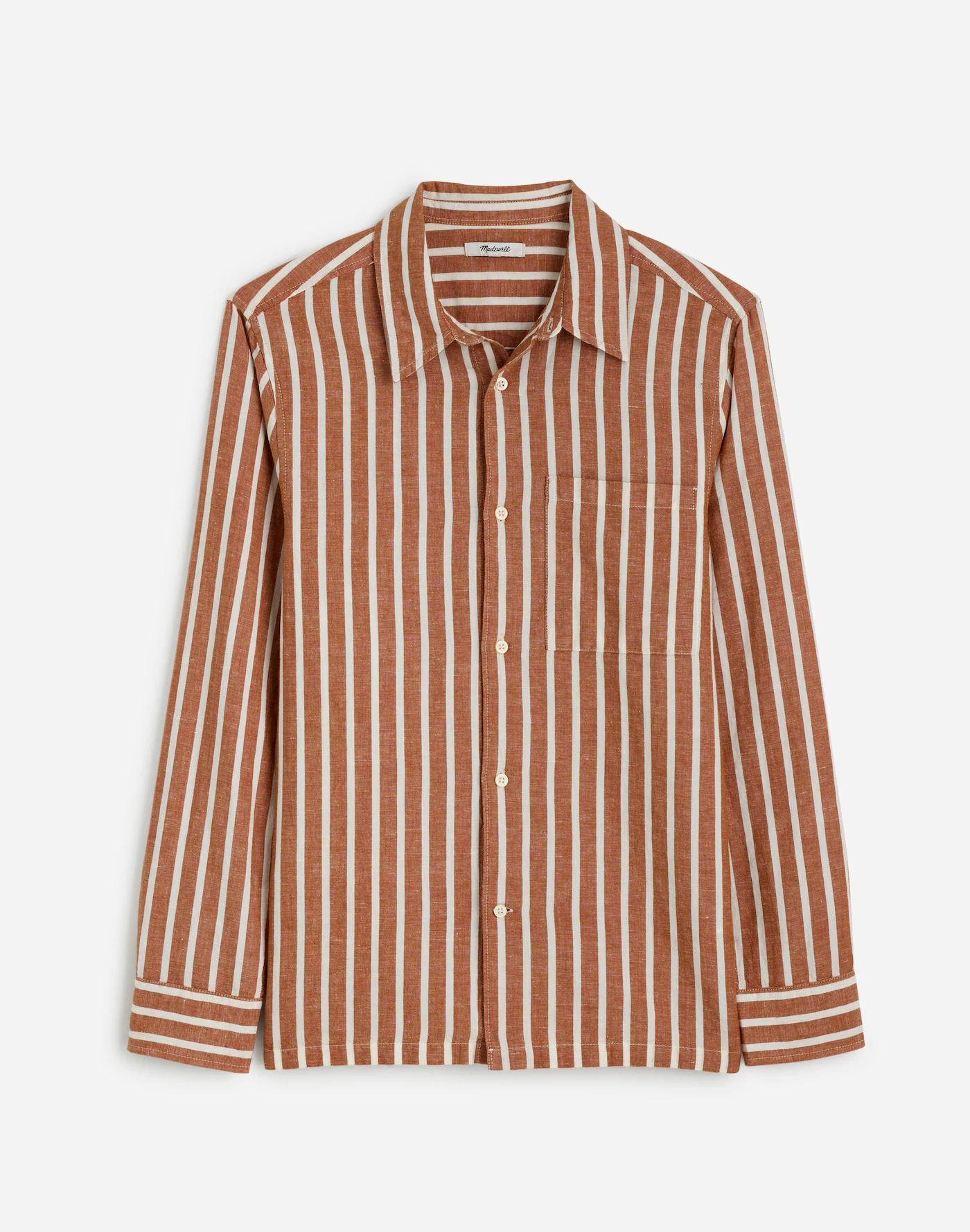 Button-Up Shirt in Cotton-Linen Blend Product Image