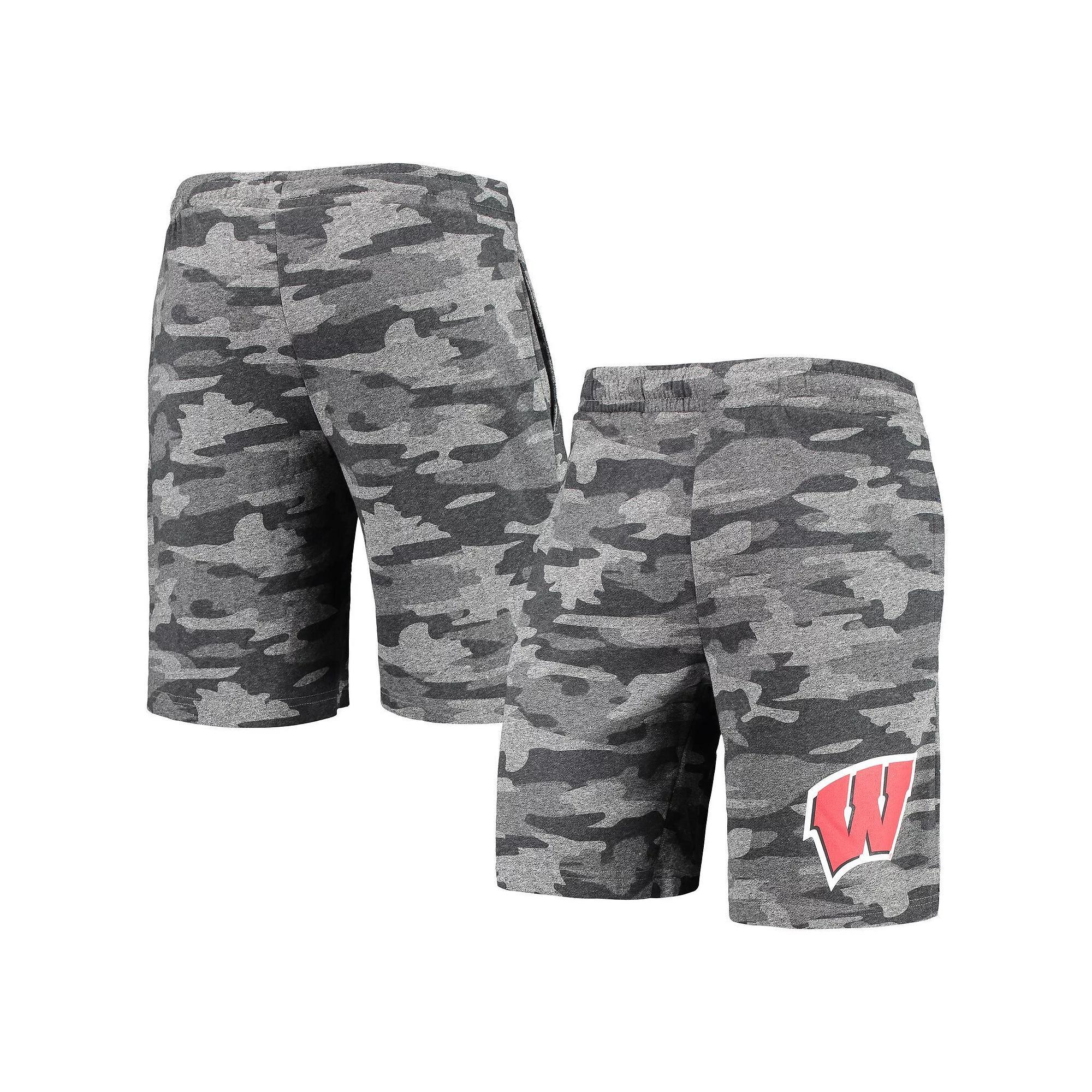 Men's Concepts Sport Charcoal/Gray Wisconsin Badgers Camo Backup Terry Jam Lounge Shorts, Size: Small Product Image
