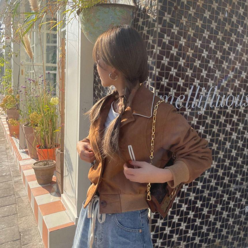 Faux Suede Button-Up Jacket Product Image
