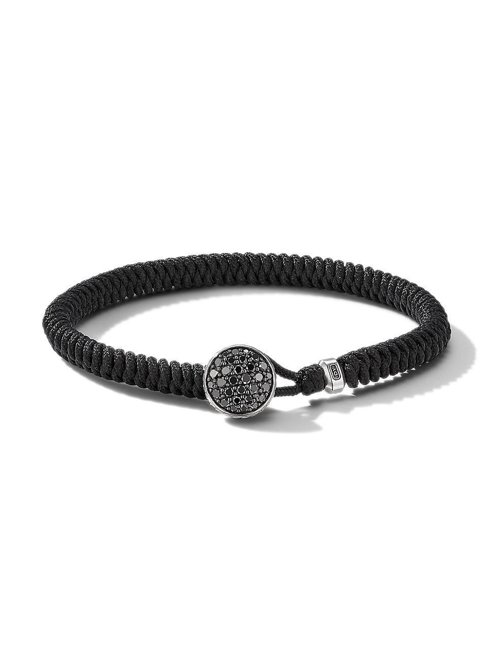 Mens Streamline Woven Black Nylon Bracelet with Pav Sapphires Product Image