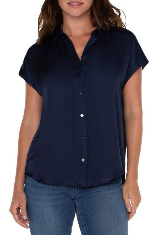 Liverpool Los Angeles Dolman Sleeve Satin Blouse with Collar Button Front (Dark ) Women's Clothing Product Image