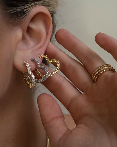 Diamond Heart Bijoux Hoops | LUV AJ Product Image