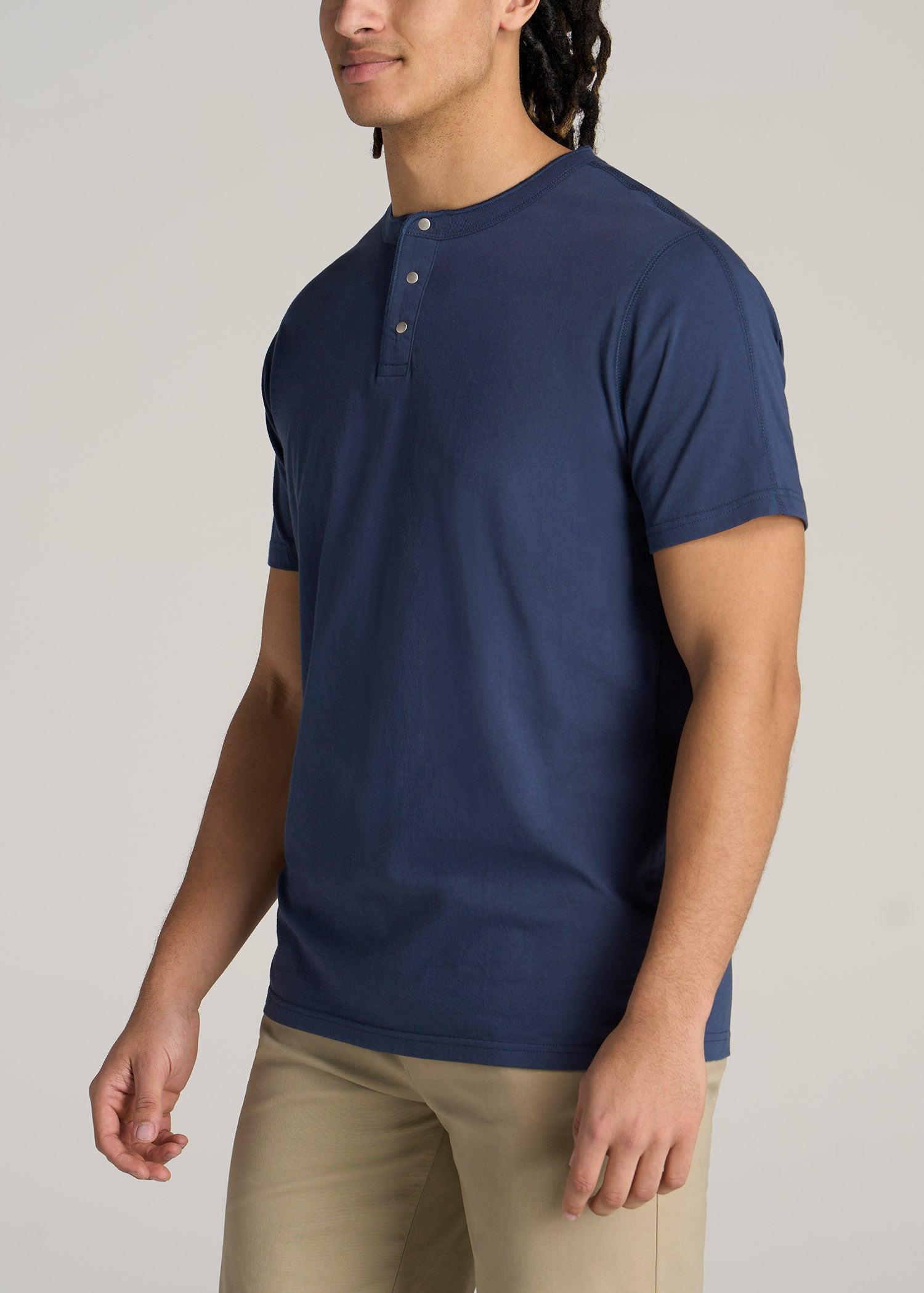 LJ&S REGULAR-FIT Jersey Henley Tee for Tall Men in Vintage Midnight Navy Product Image