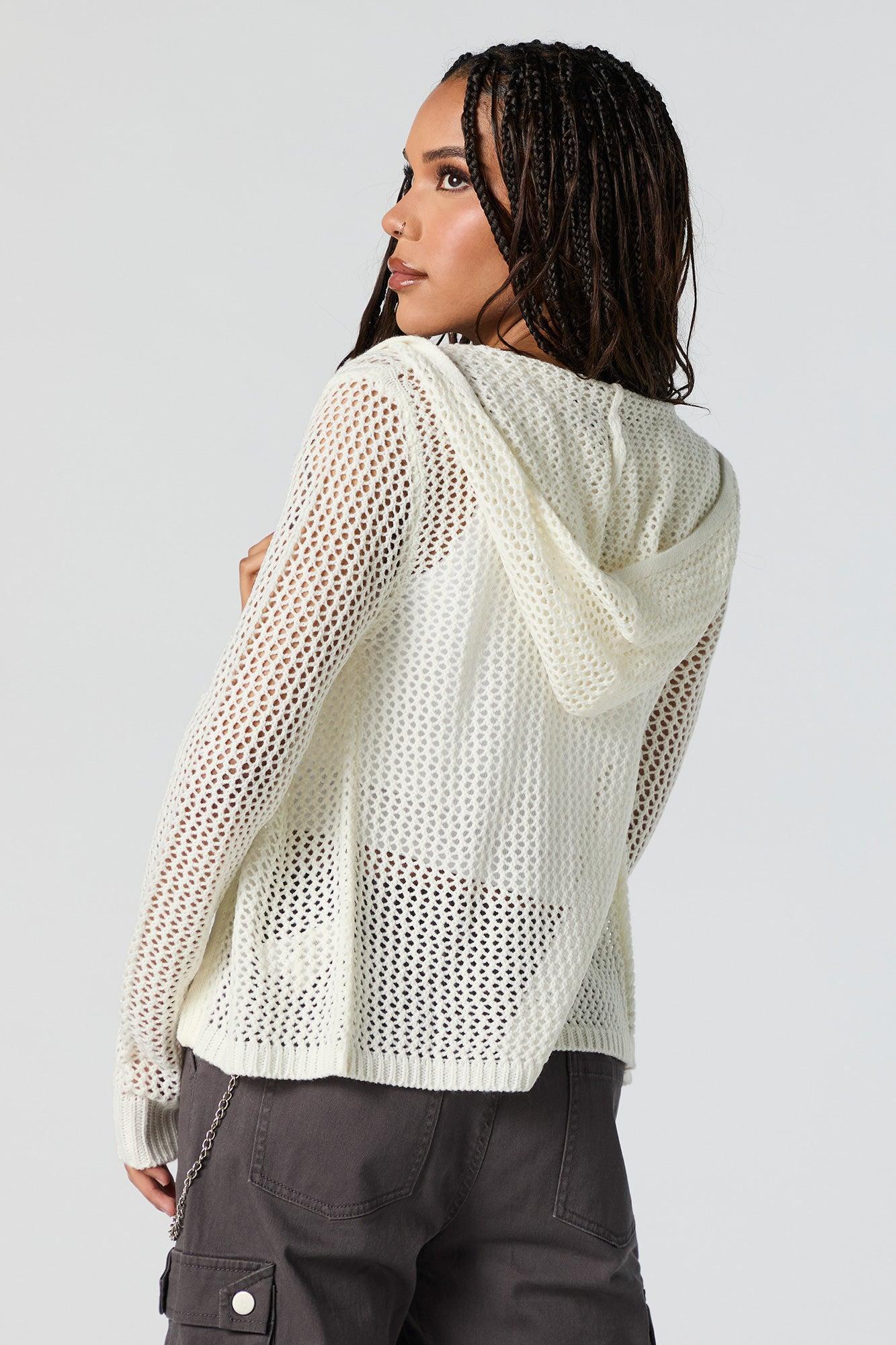 Open Knit Zip-Up Hoodie Female Product Image