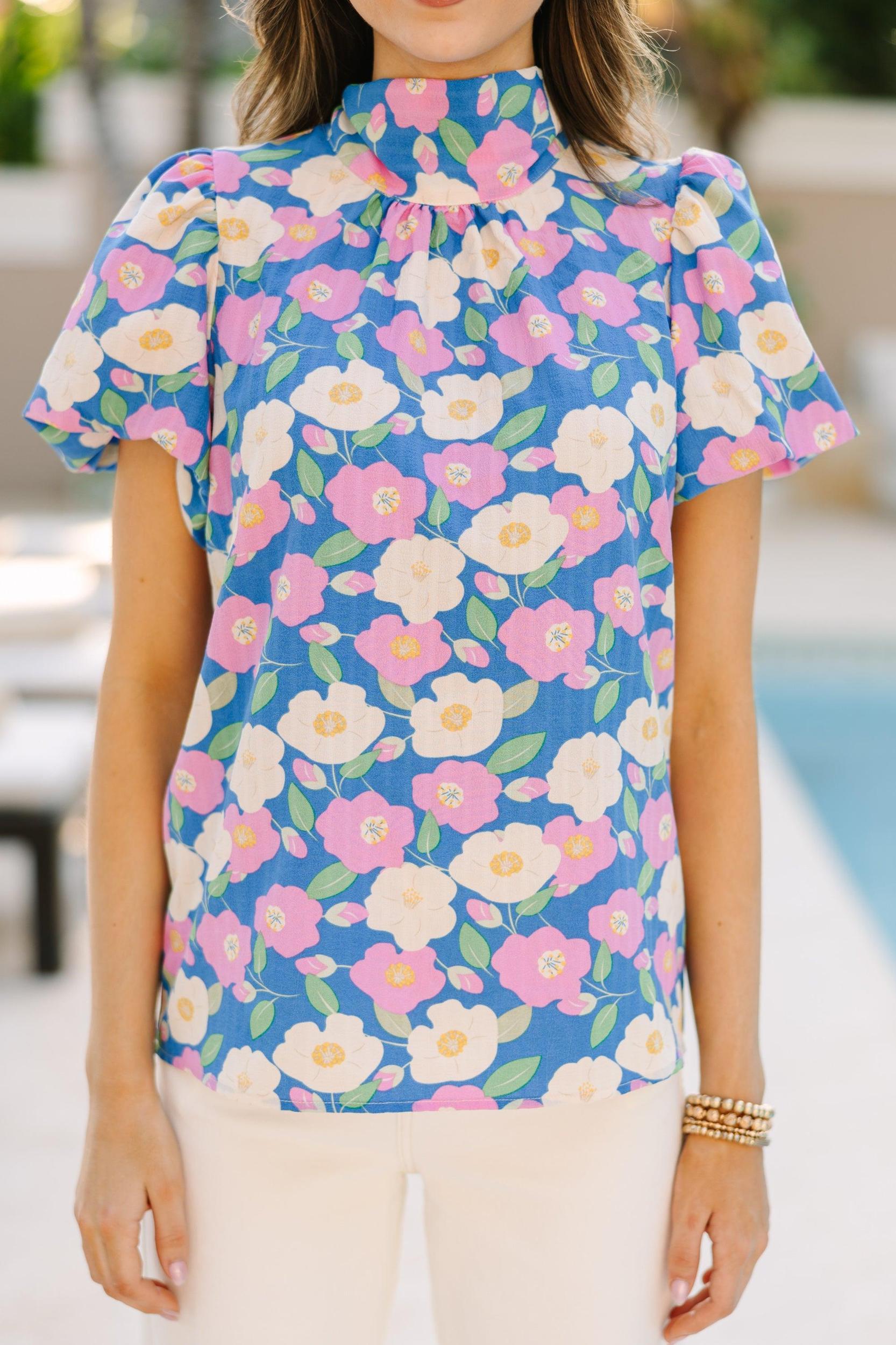 Can't Let You Go Light Blue Floral Blouse Female Product Image