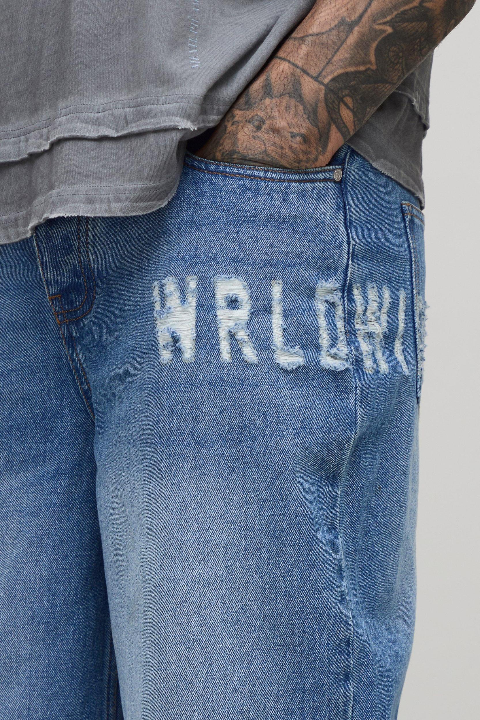 Tall WRLDWIDE Distressed Relaxed Fit Jeans | boohooMAN USA Product Image