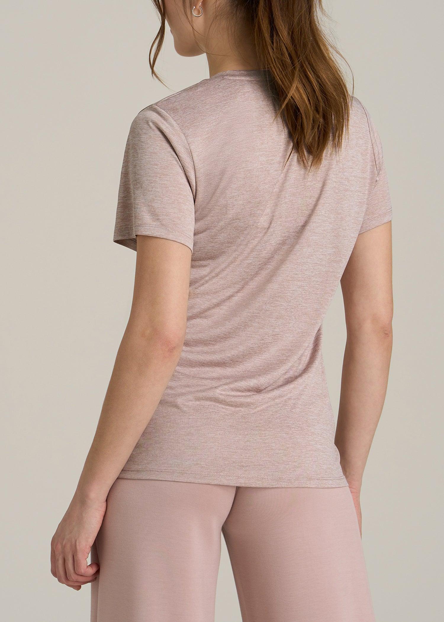 Short Sleeve Active V Neck T-Shirt for Tall Women in Desert Rose Mix Product Image