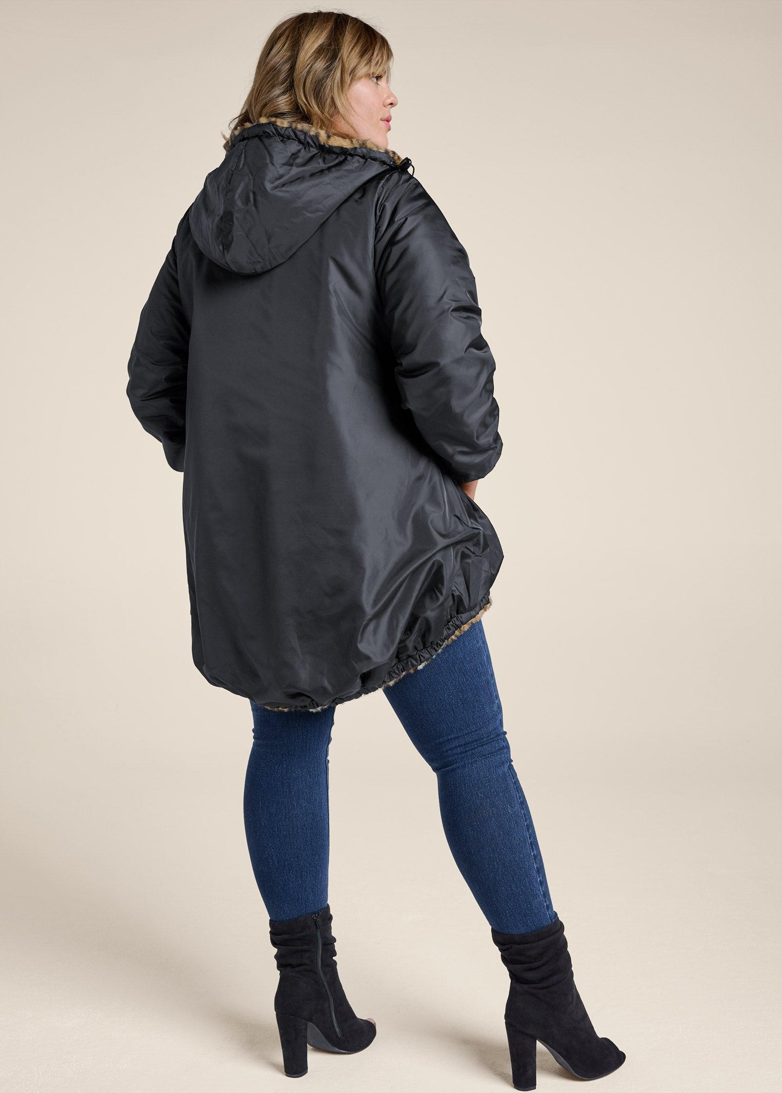 Reversible Faux-Fur Anorak - Black Multi Product Image