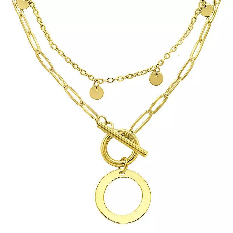 Adornia 14k Gold Plated Layered Initial Toggle Necklace, Women's, Size: 17-19" ADJ, B Product Image