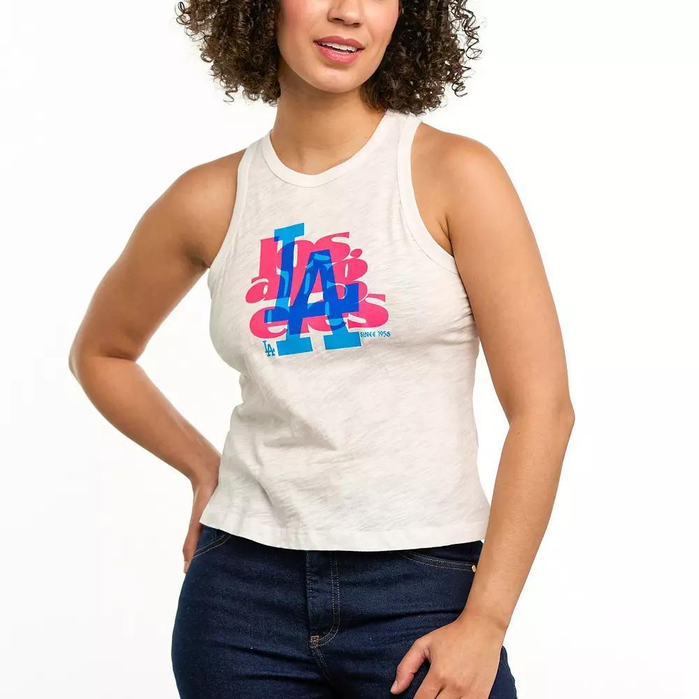 Women's Lusso White Los Angeles Dodgers Lourdes Tank Top, Size: XL Product Image