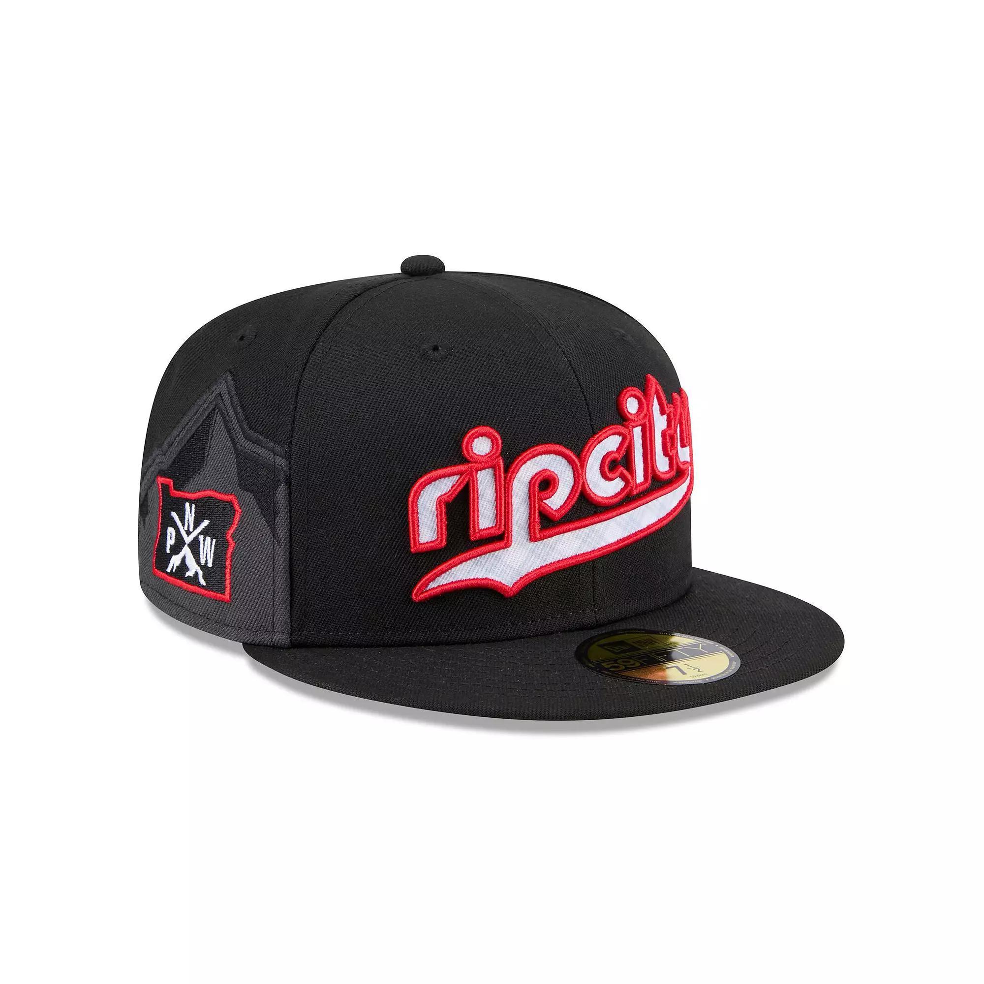 Men's New Era  Black Portland Trail Blazers 2024/25 City Edition 59FIFTY Fitted Hat, Size: 7 1/2 Product Image
