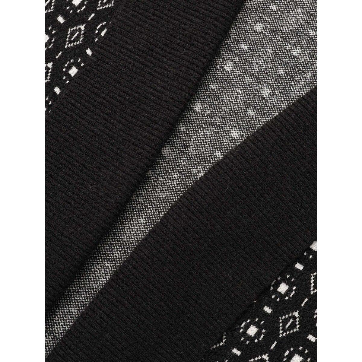 Plus Size Supersoft Essentials Geometric Jacquard Drop Shoulder Cardigan Black Women Casual Loose Long Sleeve Everyday Cardigans BloomChic 22-24/3X Product Image