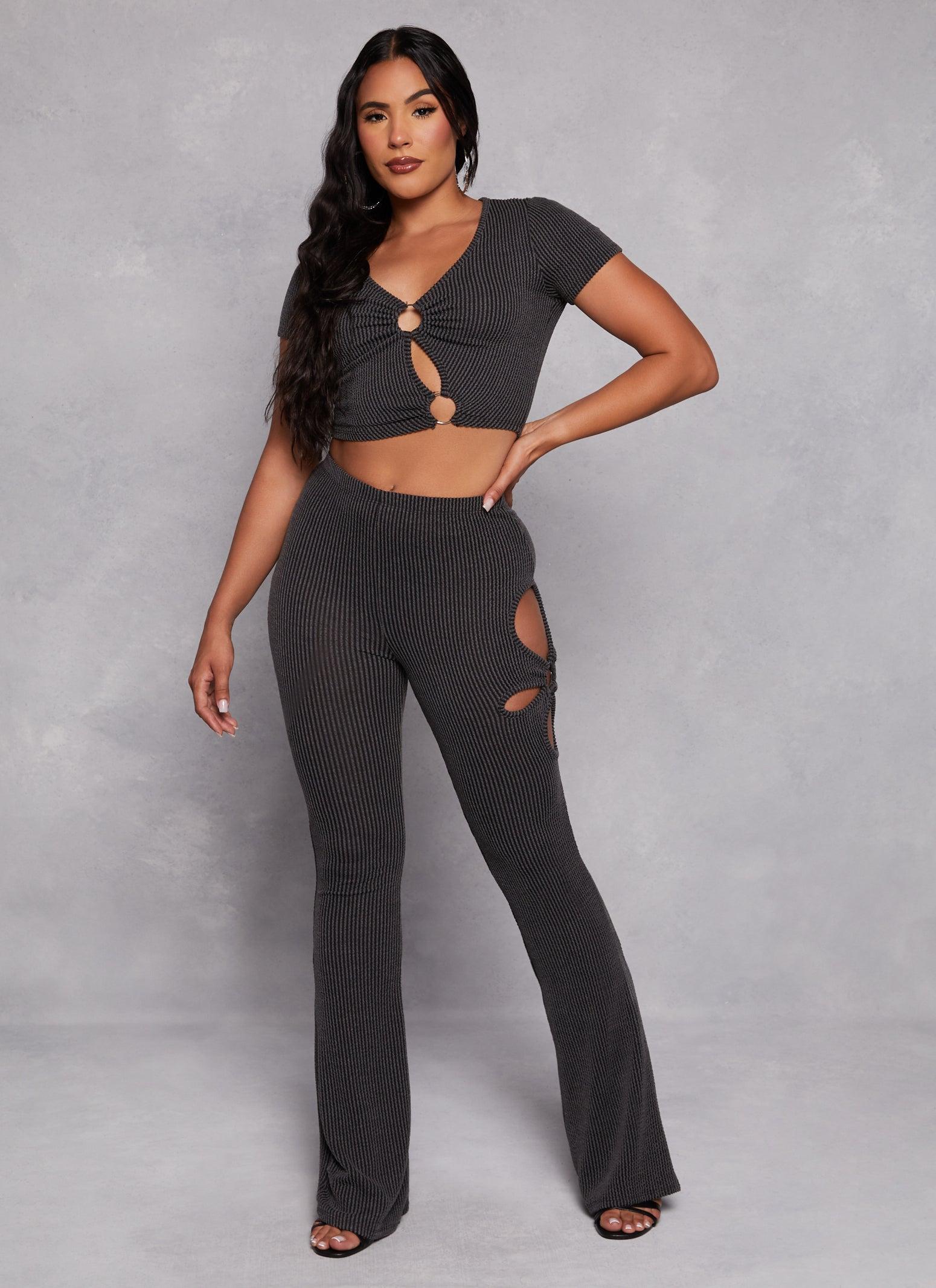 Womens O Ring Side Cut Out High Waist Pants Product Image