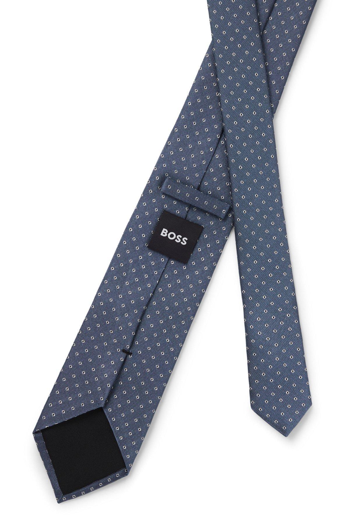 BOSS - Silk-blend tie with jacquard-woven pattern - Light Blue Product Image