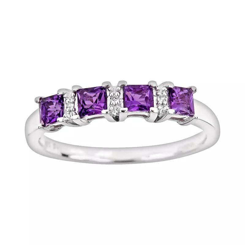 Celebration Gems Sterling Silver Opal & Diamond Accent Rectangle Halo Ring, Womens Product Image