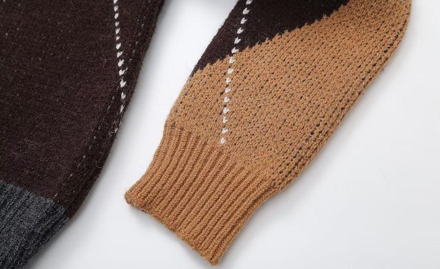 V-Neck Argyle Sweater Product Image